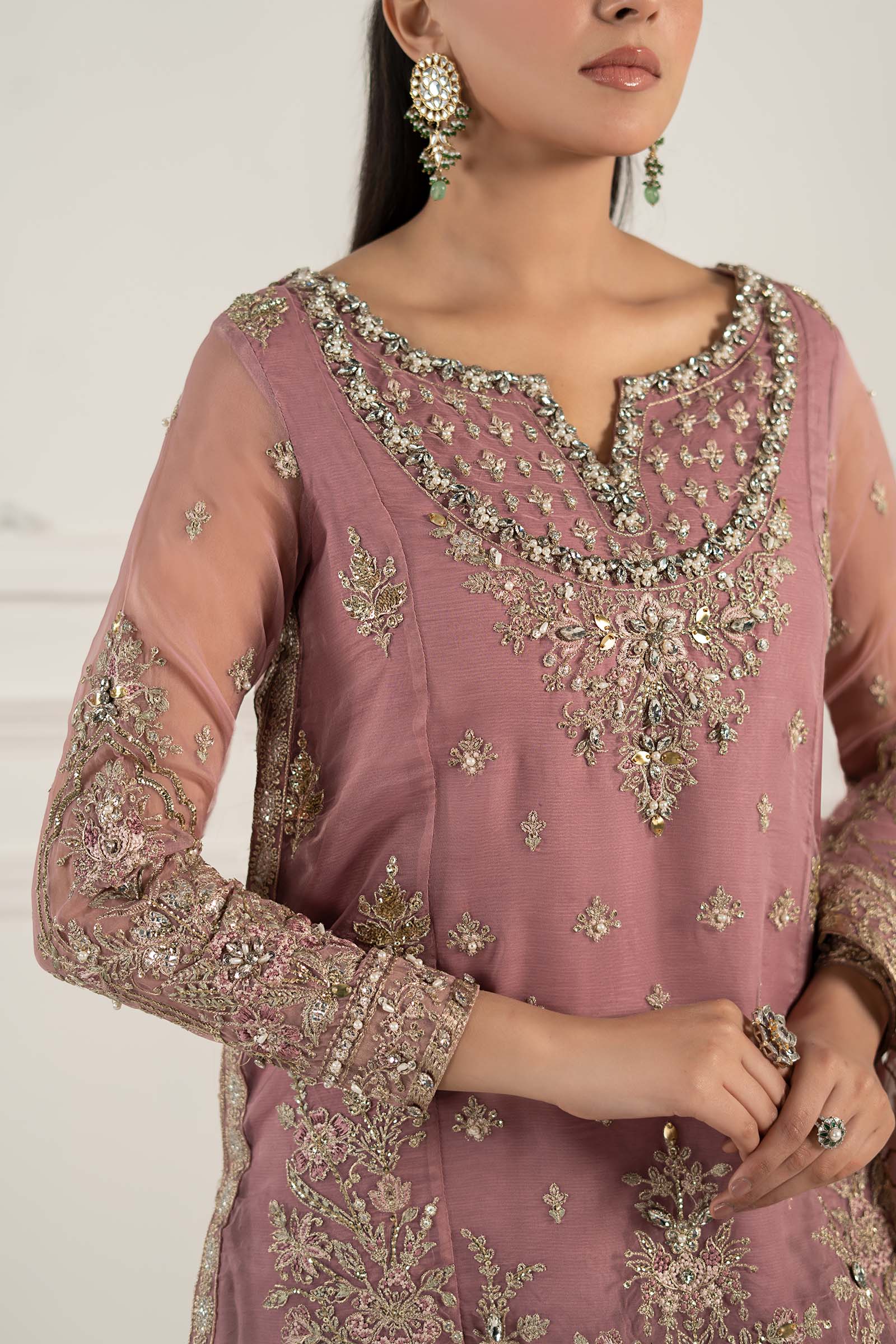 3 Piece Embroidered Organza Suit - Image 6