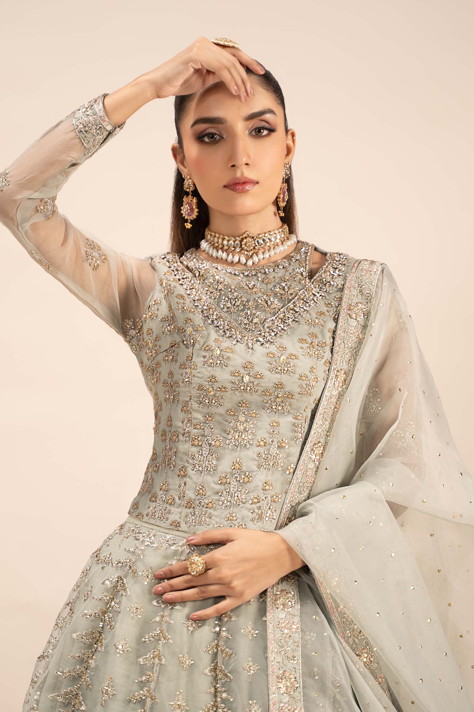 3 Piece Embroidered Organza Suit - Image 2