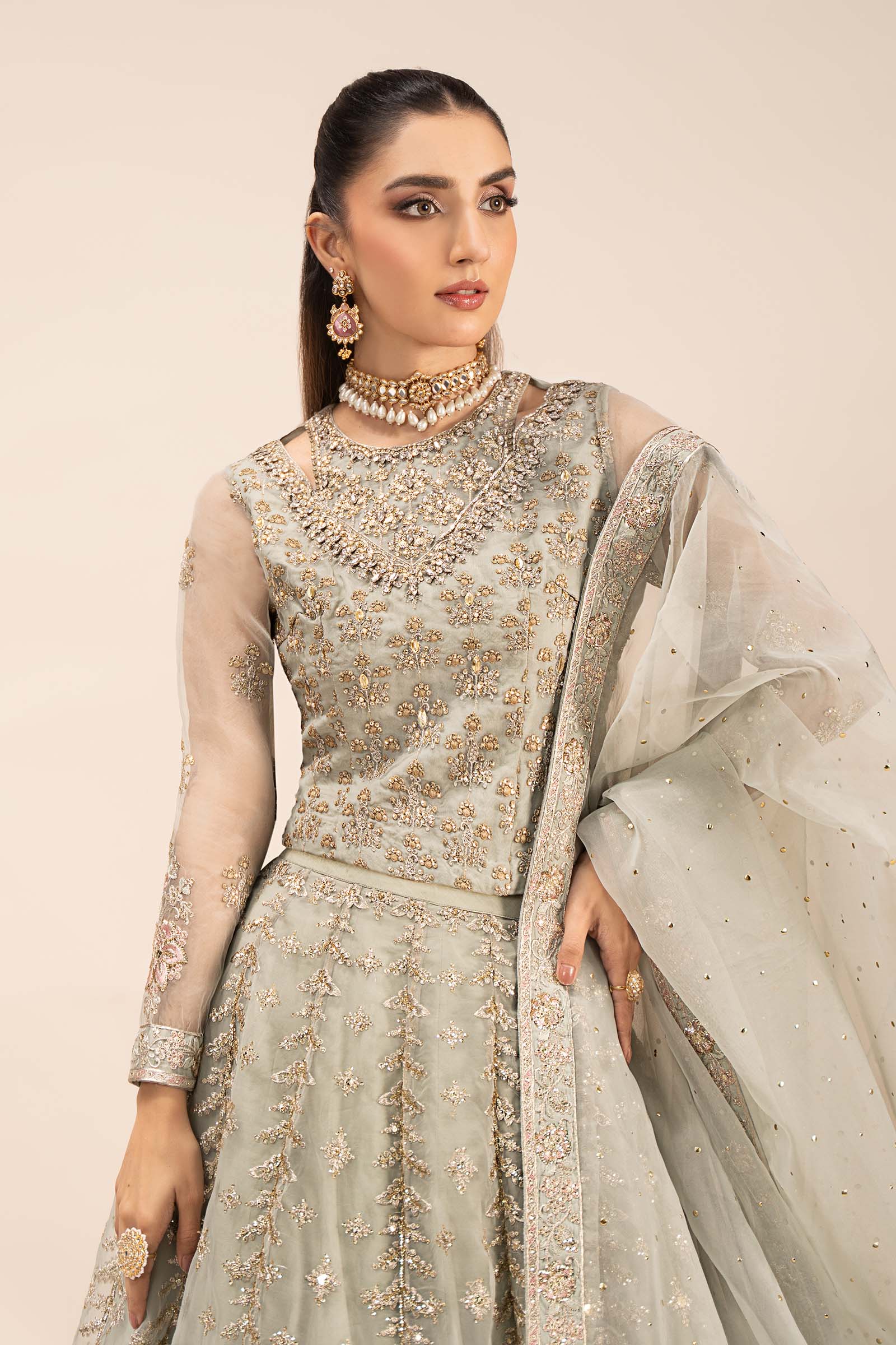3 Piece Embroidered Organza Suit - Image 4