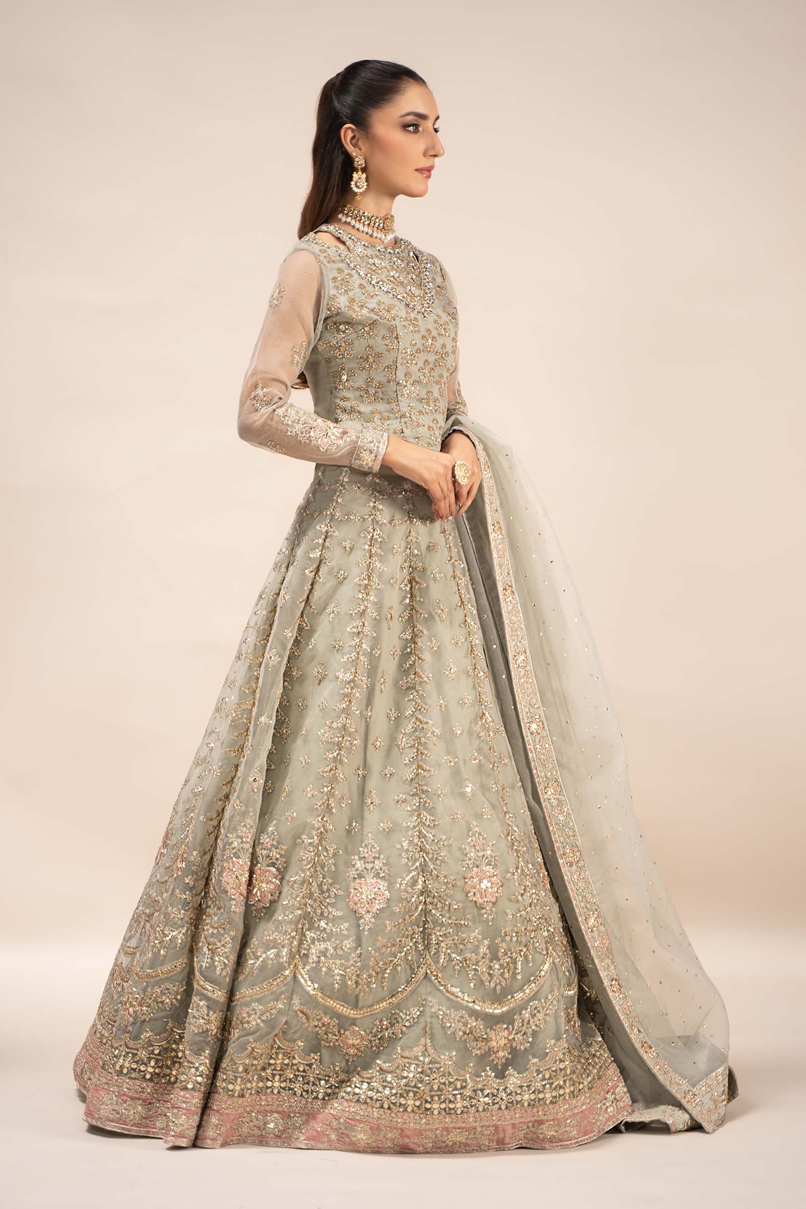 3 Piece Embroidered Organza Suit - Image 5