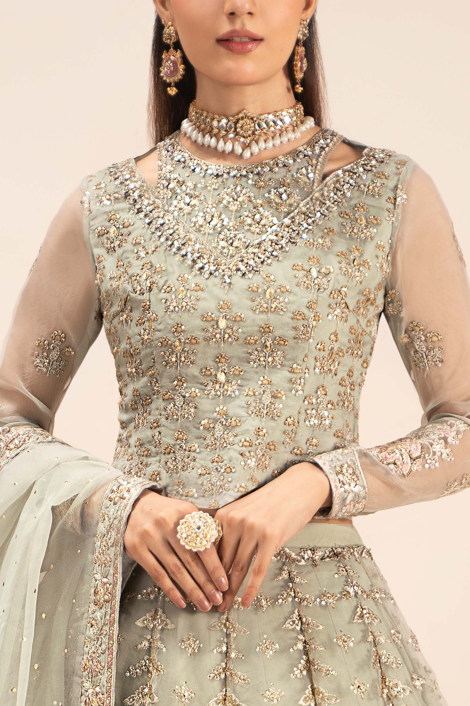 3 Piece Embroidered Organza Suit - Image 6
