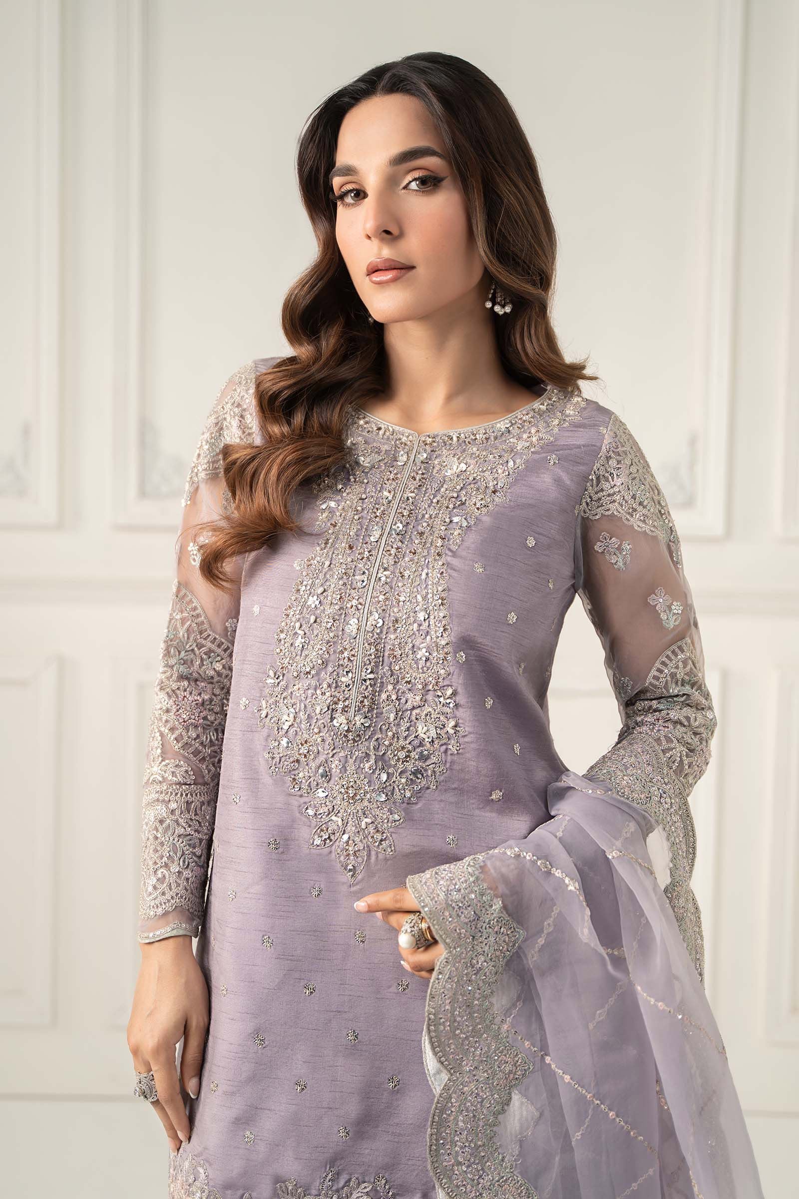 3 Piece Embroidered Raw Silk Suit - Image 2