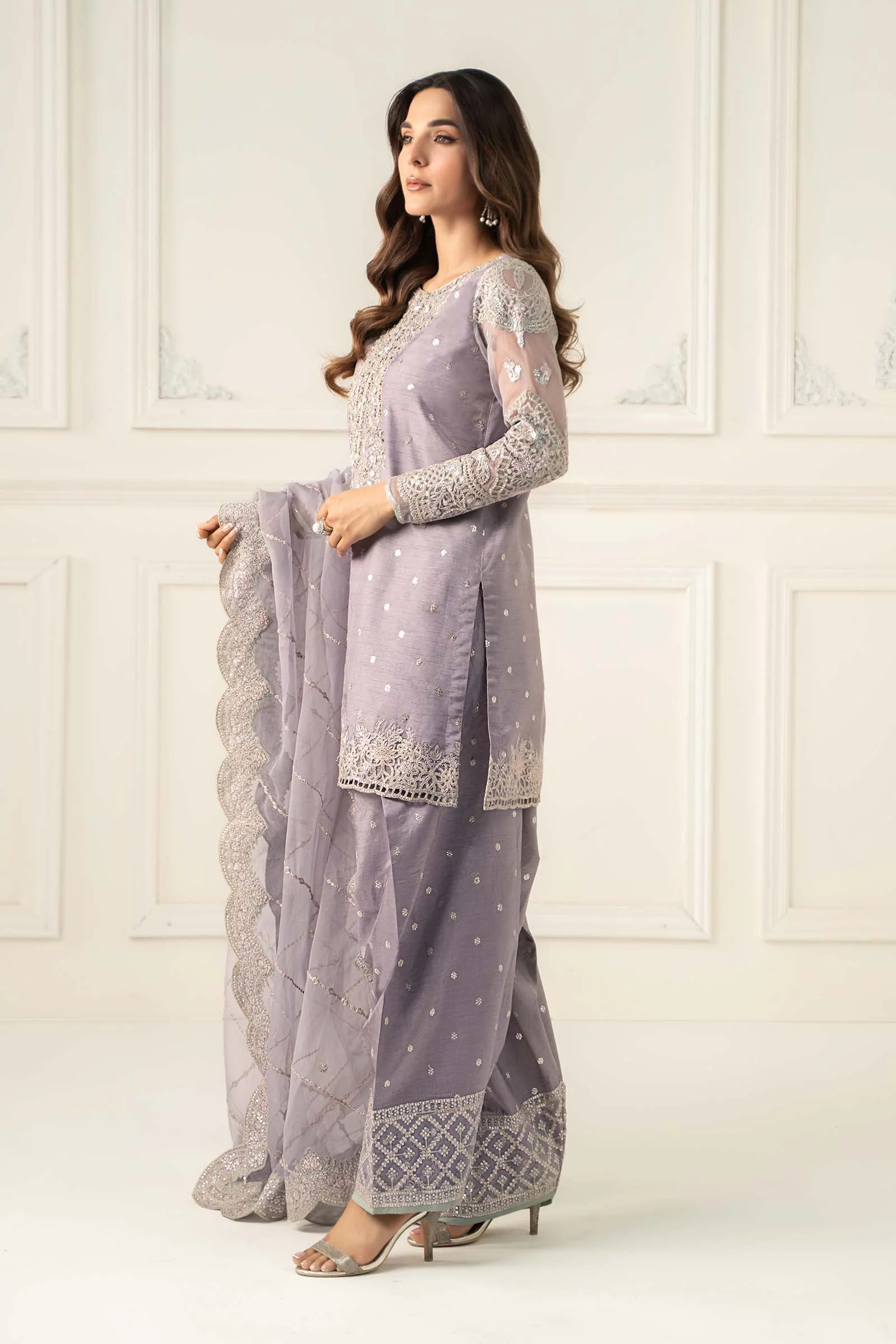 3 Piece Embroidered Raw Silk Suit - Image 6