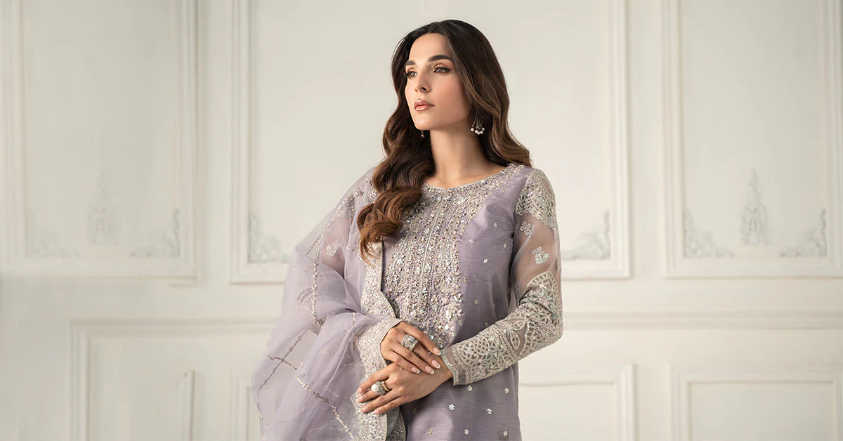 3 Piece Embroidered Raw Silk Suit - Image 8