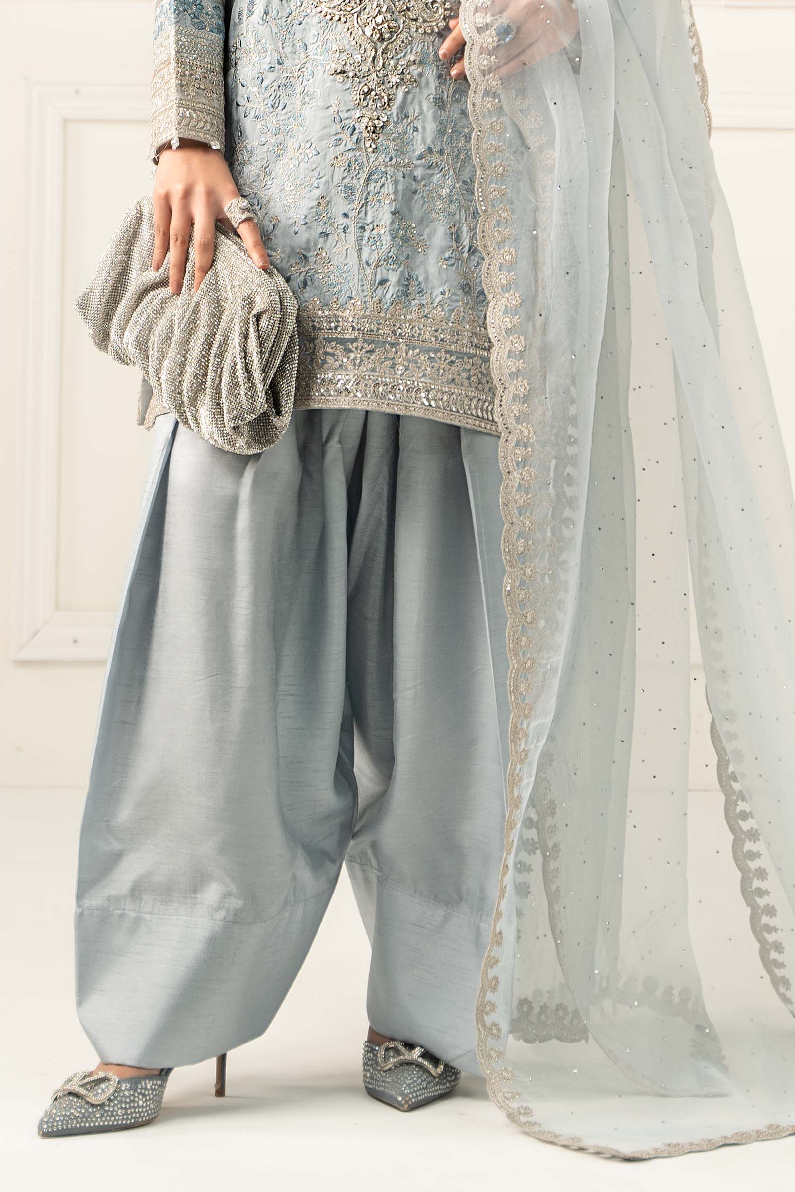 3 Piece Embroidered Raw Silk Suit - Image 4