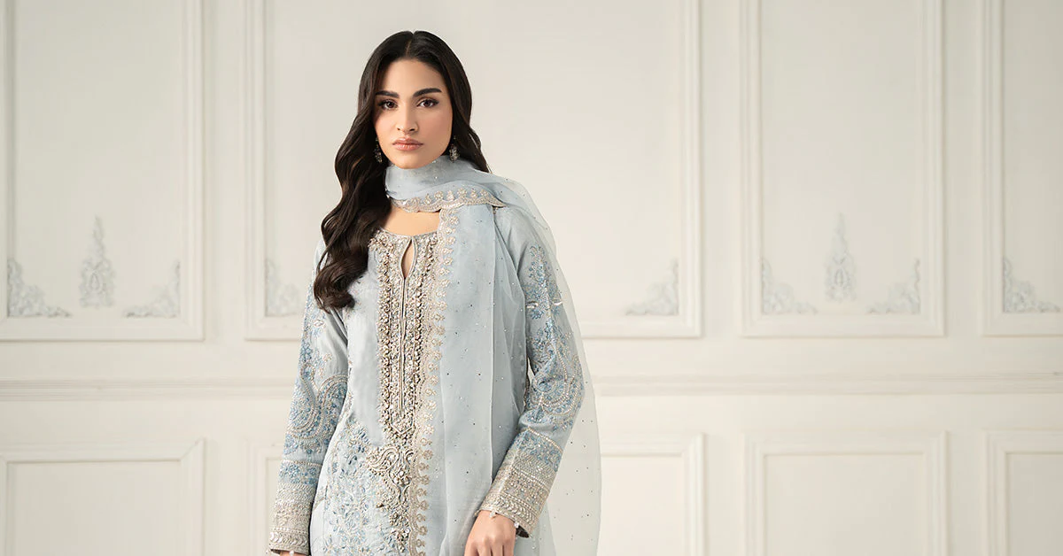 3 Piece Embroidered Raw Silk Suit - Image 7