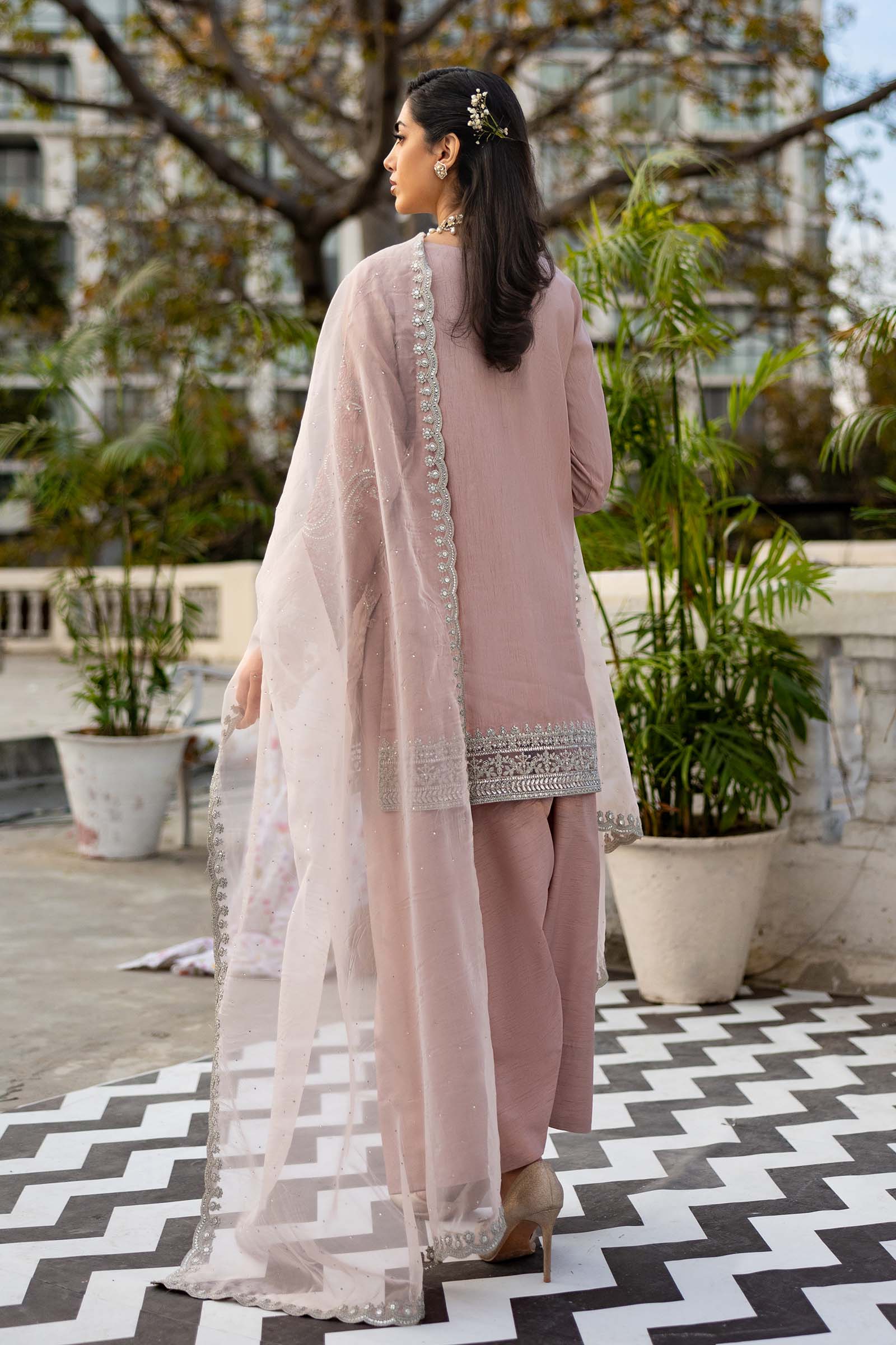 3 Piece Embroidered Raw Silk Suit - Image 11