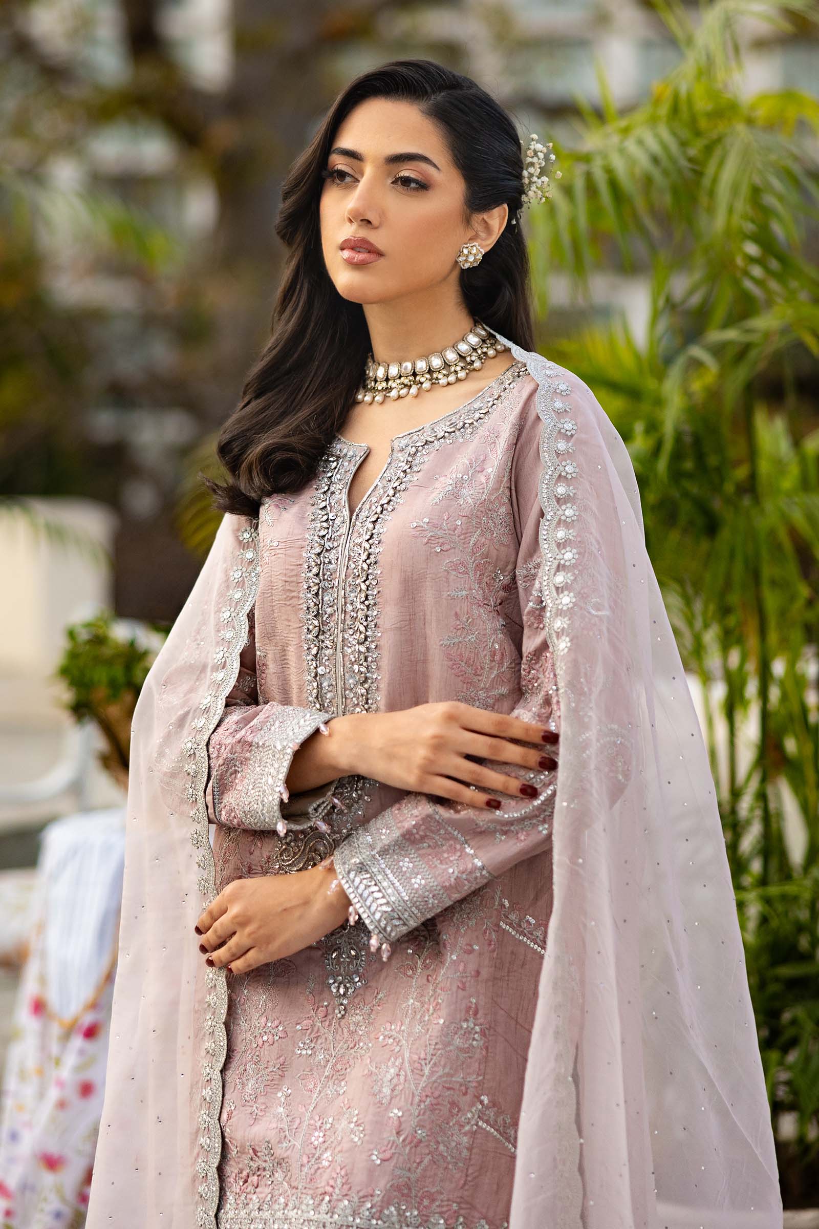 3 Piece Embroidered Raw Silk Suit - Image 3