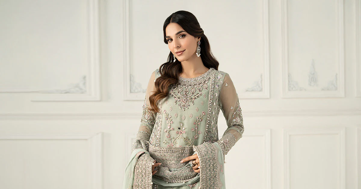 3 Piece Embroidered Raw Silk Suit - Image 11