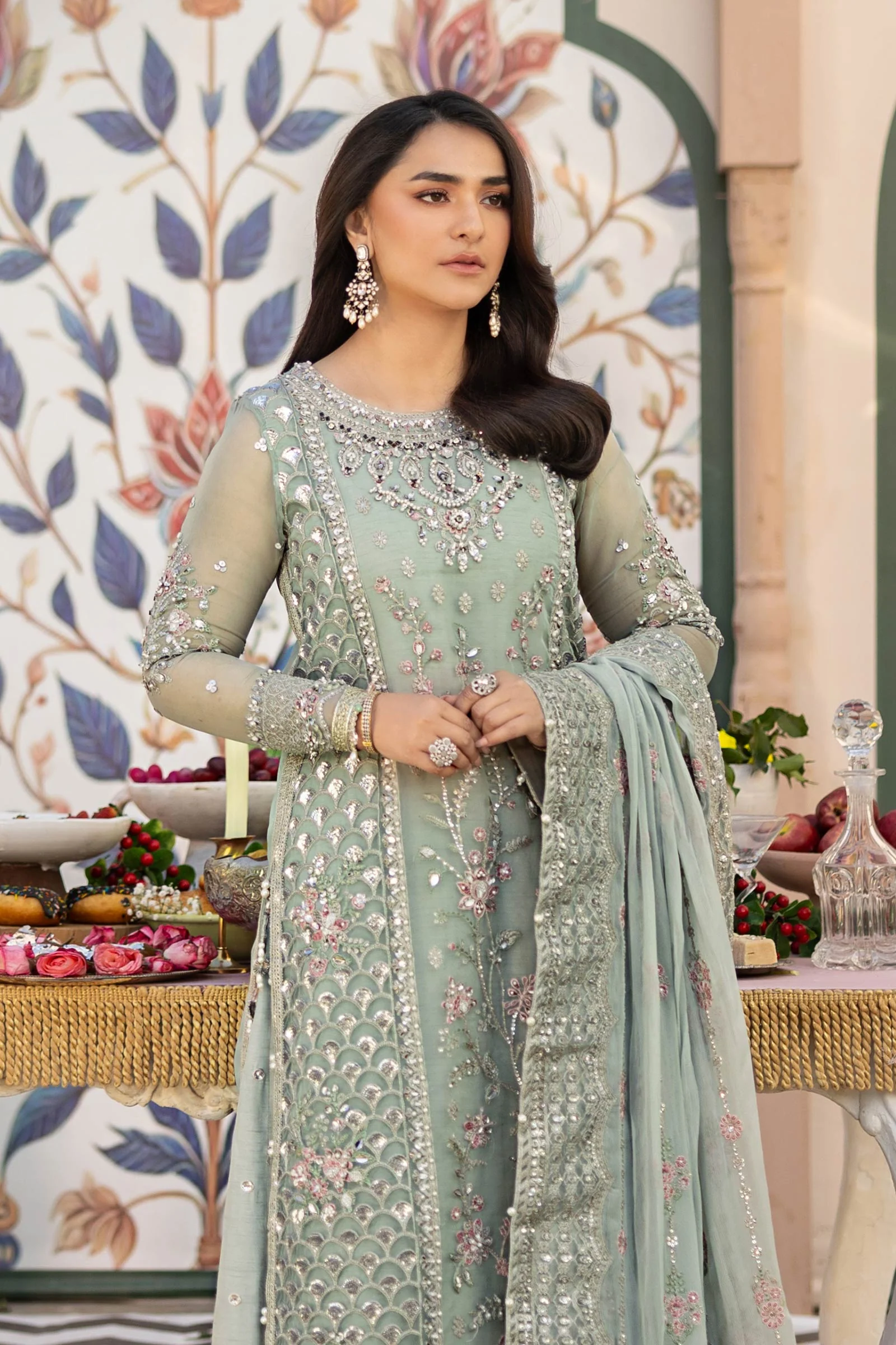 3 Piece Embroidered Raw Silk Suit - Image 2