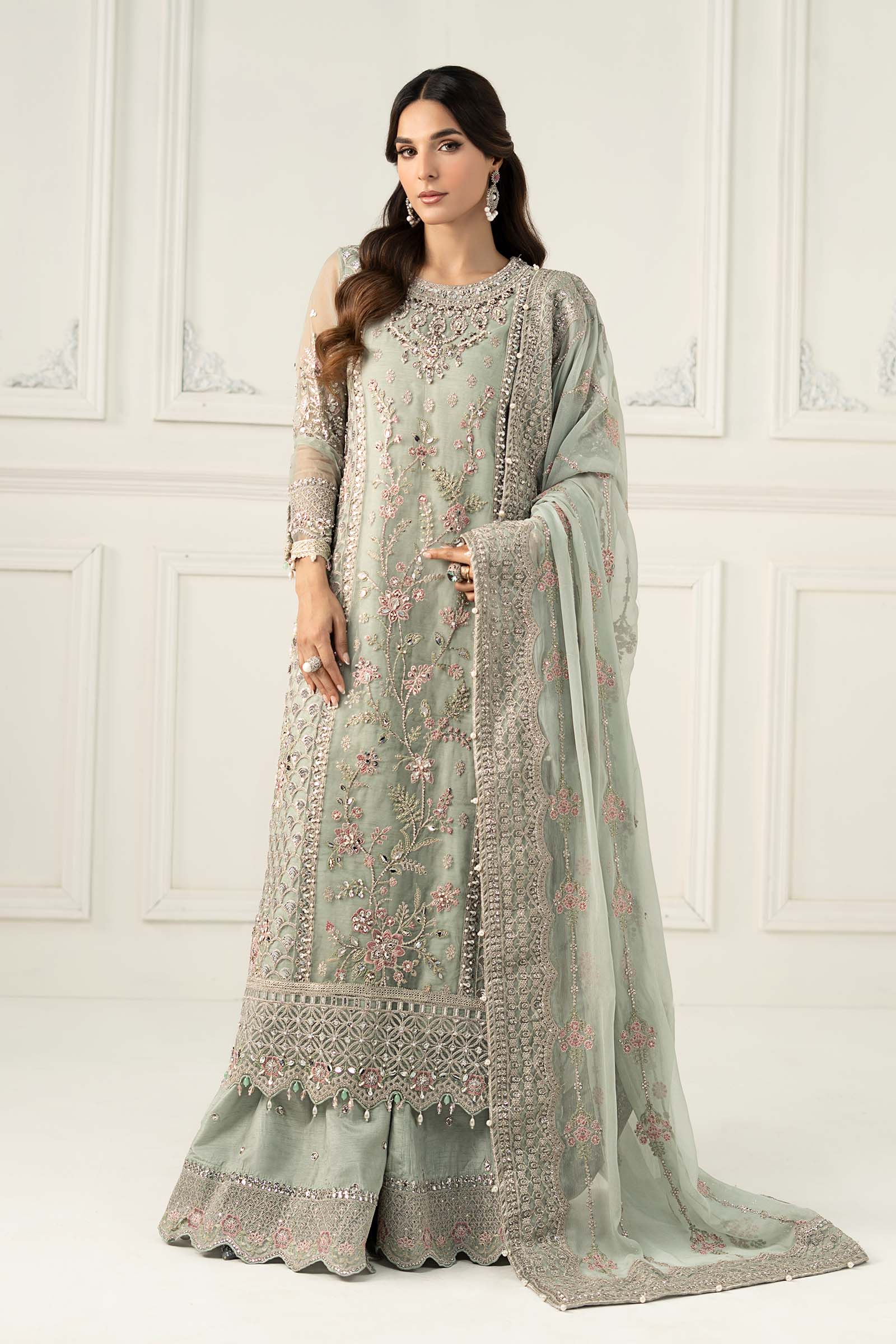 3 Piece Embroidered Raw Silk Suit - Image 3