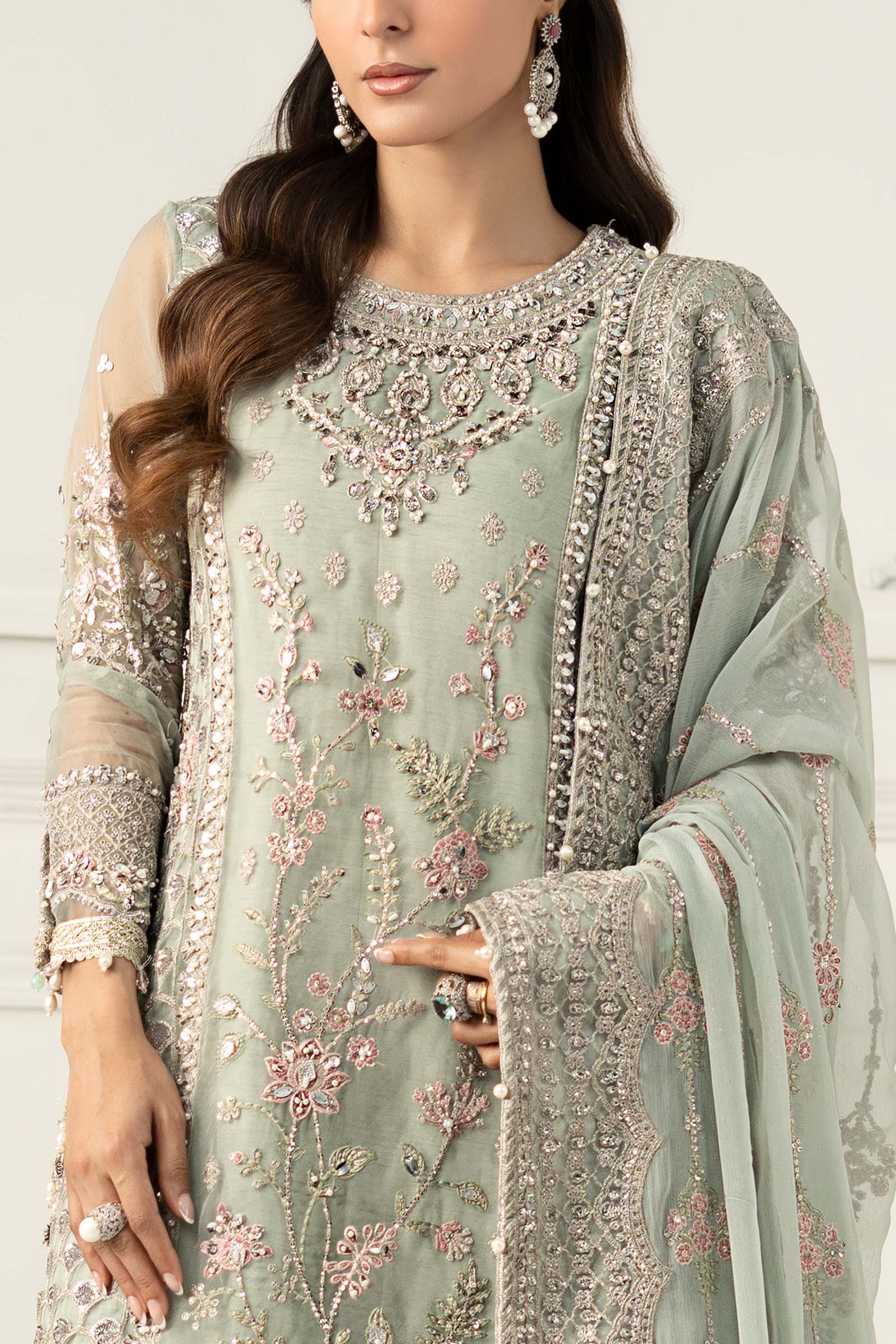 3 Piece Embroidered Raw Silk Suit - Image 6