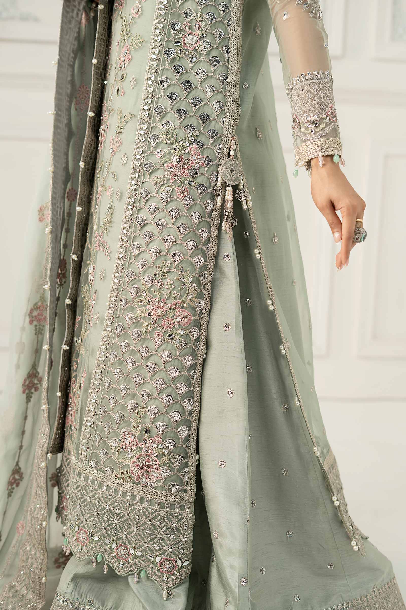 3 Piece Embroidered Raw Silk Suit - Image 9