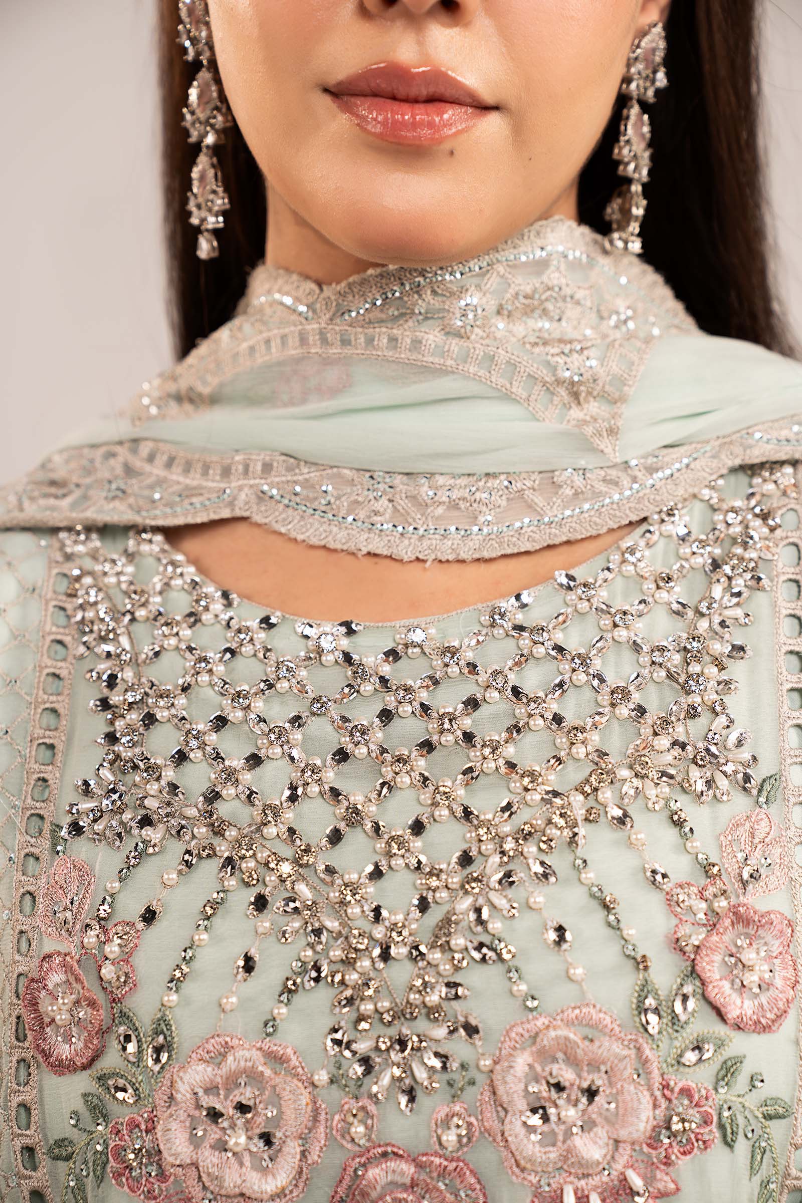 3 Piece Embroidered Chiffon Suit - Image 4