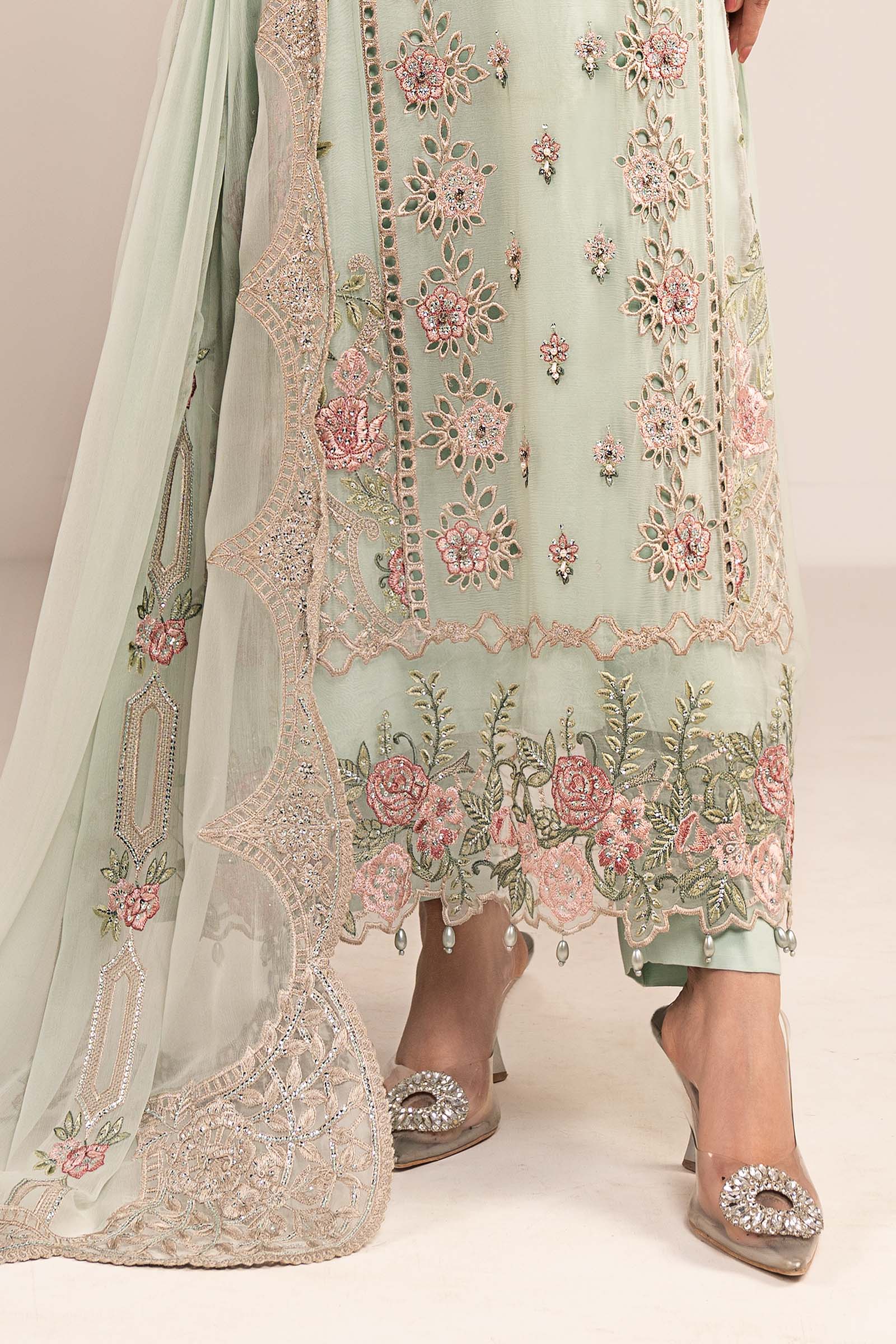 3 Piece Embroidered Chiffon Suit - Image 6