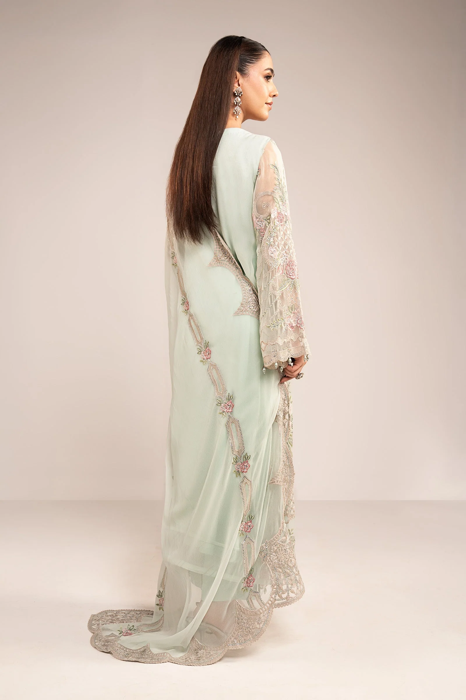 3 Piece Embroidered Chiffon Suit - Image 8