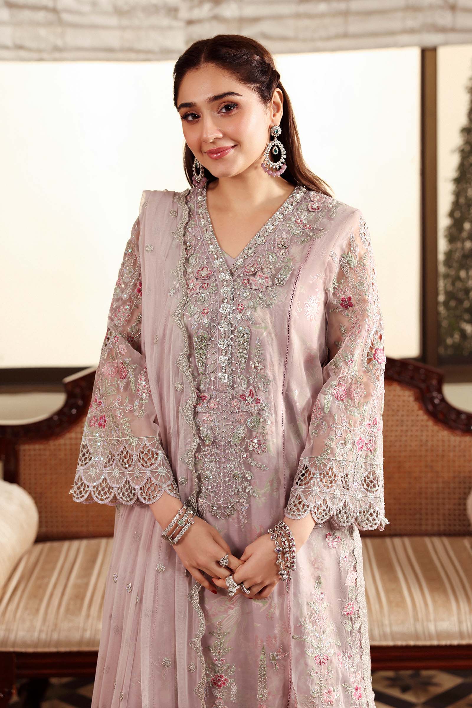 3 Piece Embroidered Organza Suit - Image 3