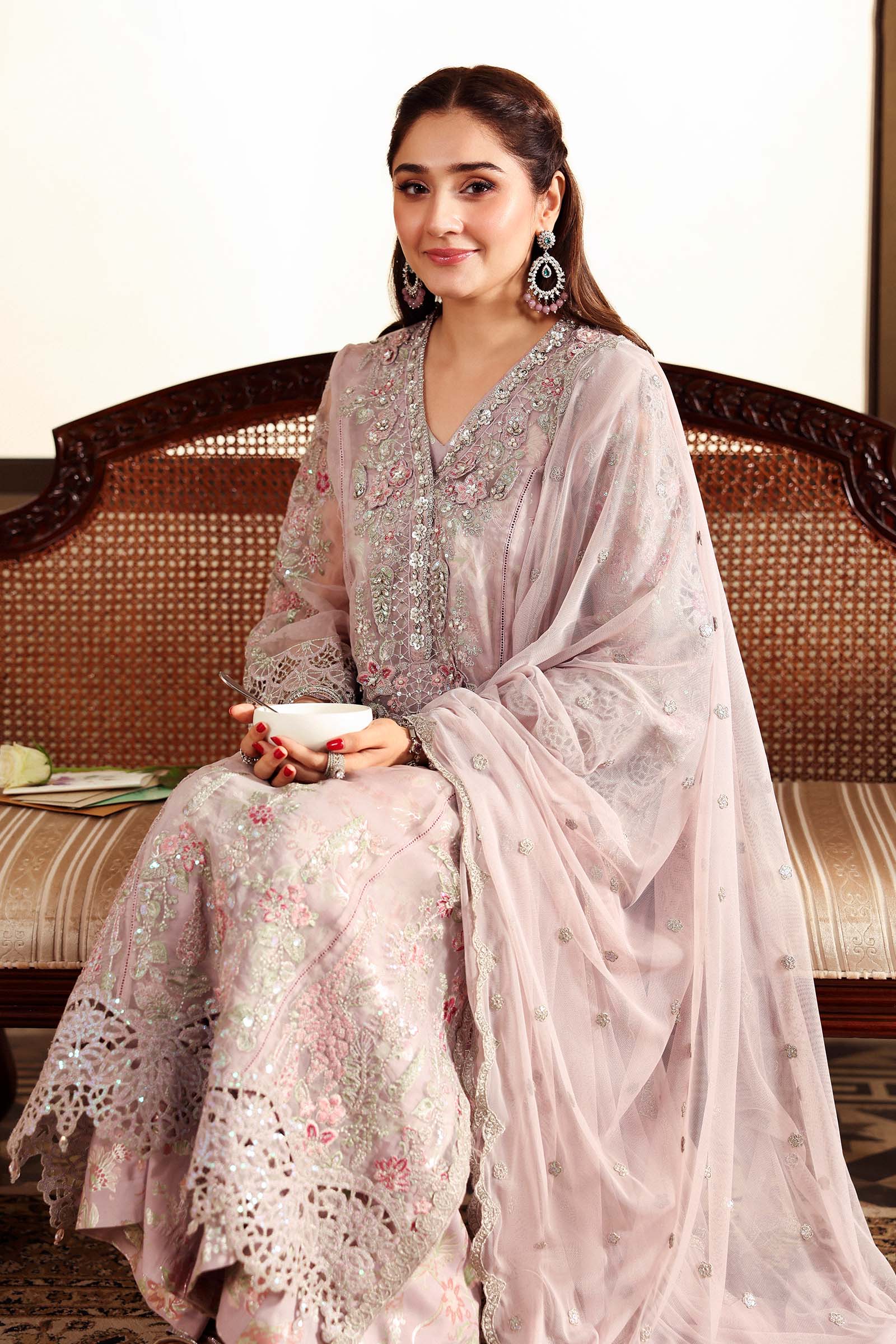 3 Piece Embroidered Organza Suit - Image 5