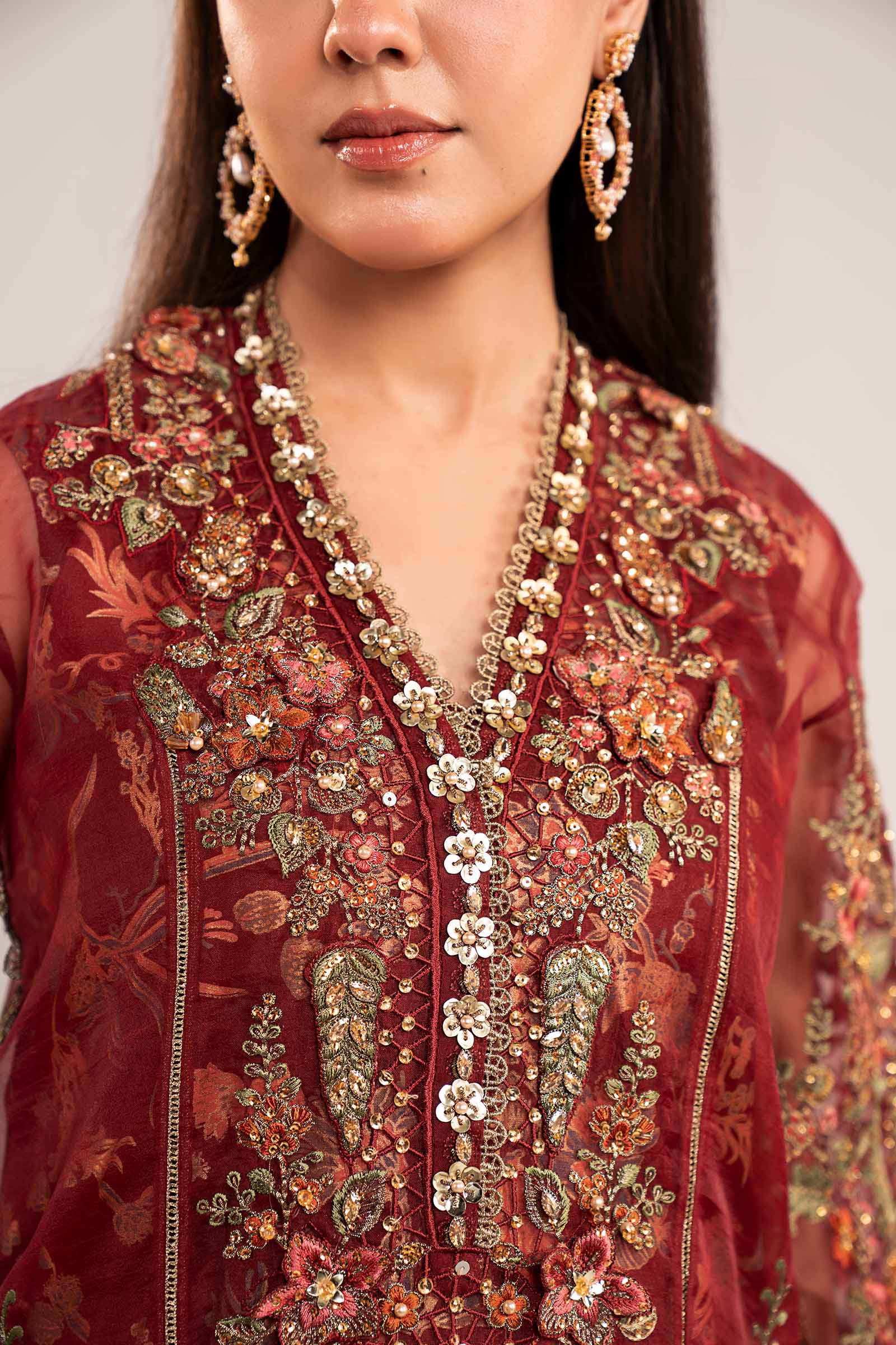 3 Piece Embroidered Organza Suit - Image 3