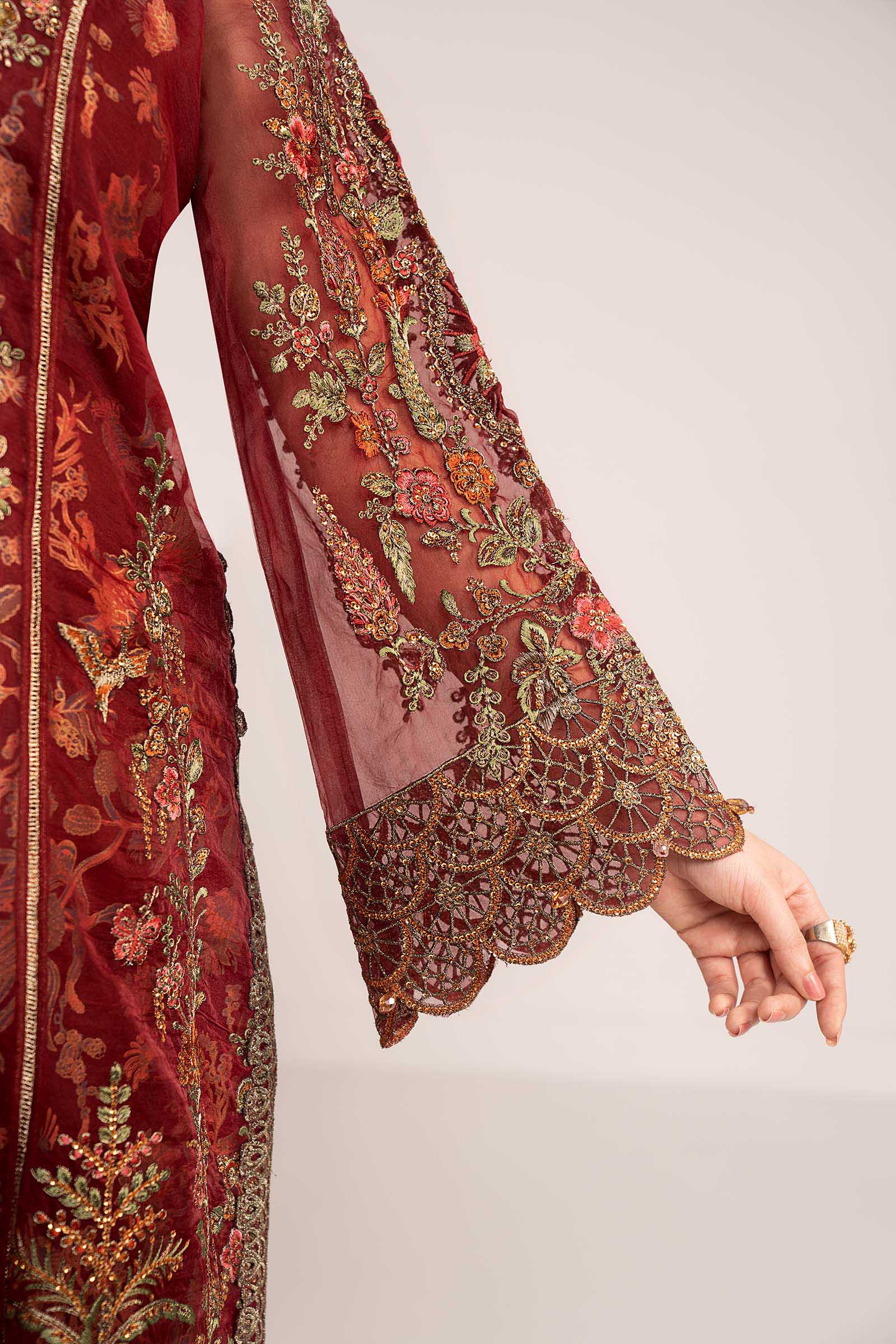 3 Piece Embroidered Organza Suit - Image 4