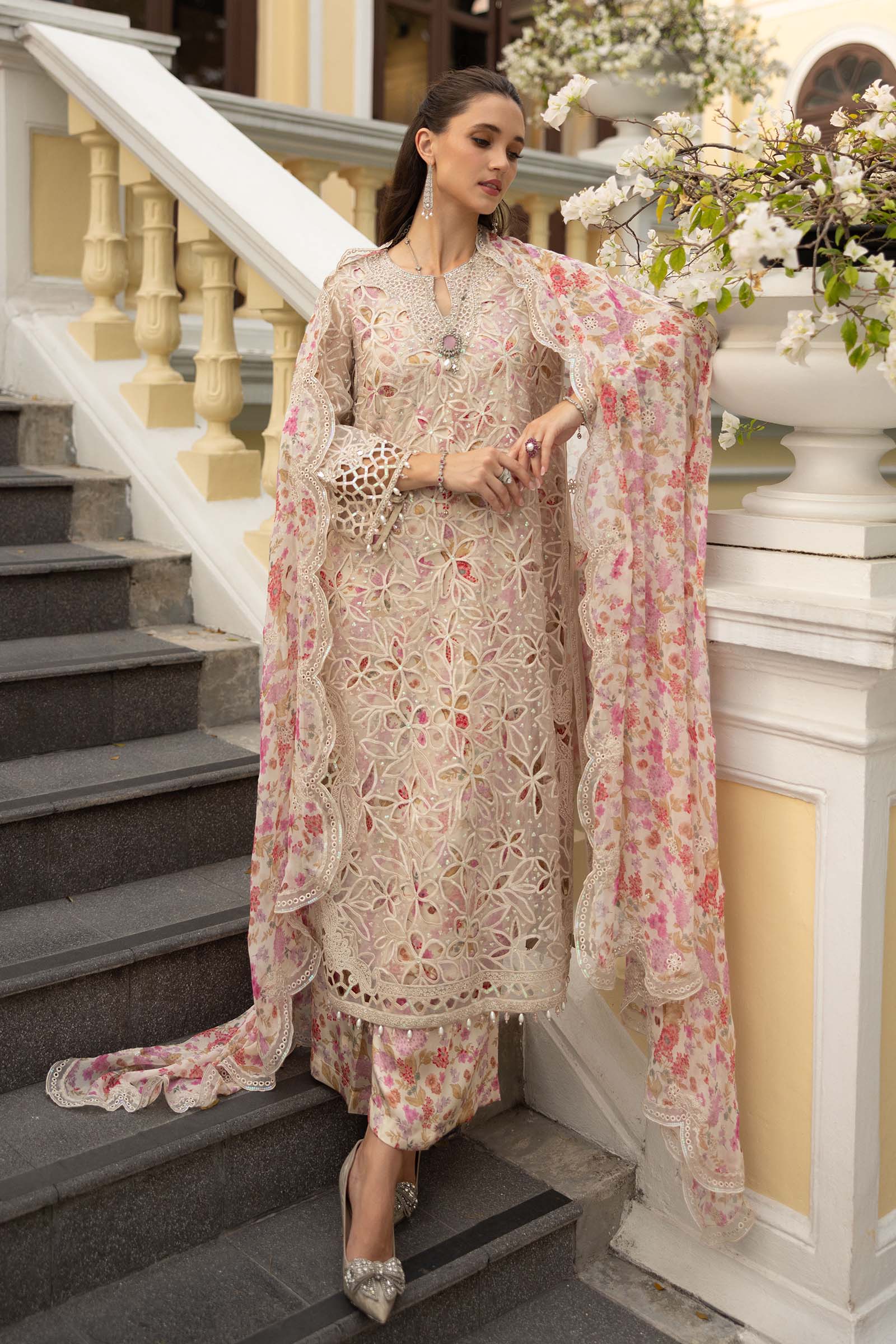 3 Piece Embroidered Organza Suit - Image 2