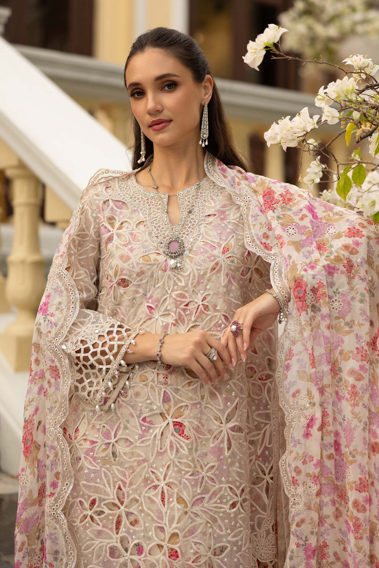3 Piece Embroidered Organza Suit - Image 5