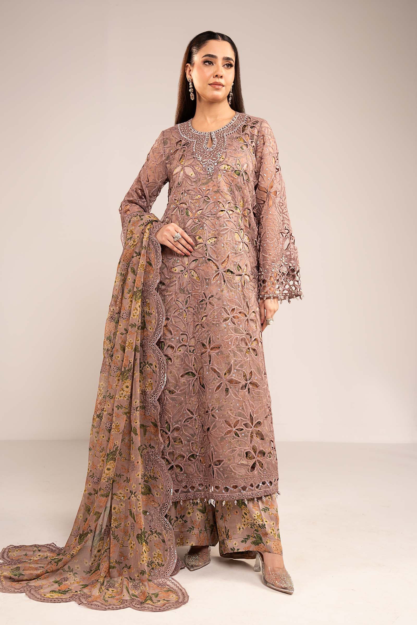 3 Piece Embroidered Organza Suit - Image 2