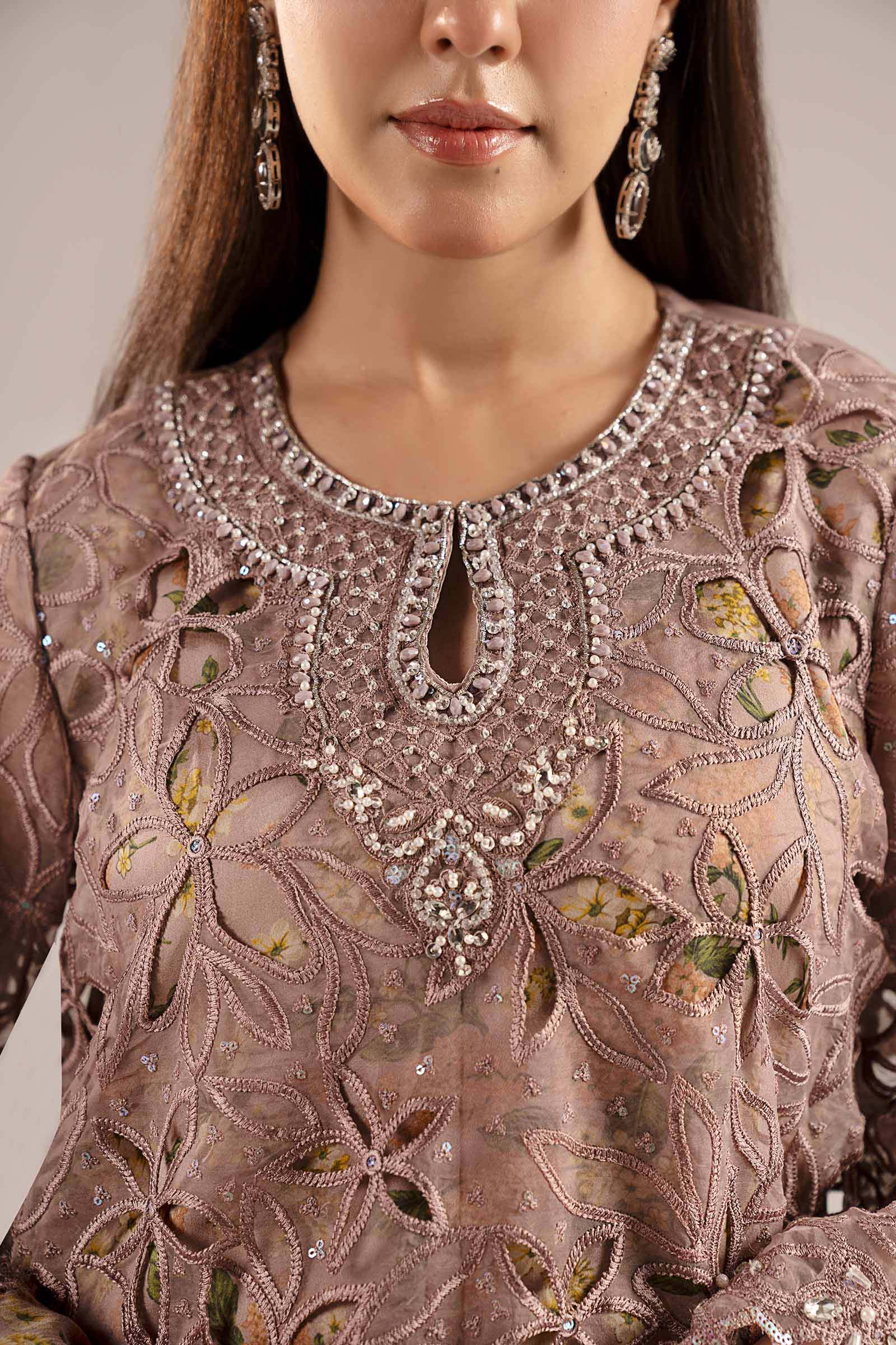 3 Piece Embroidered Organza Suit - Image 3