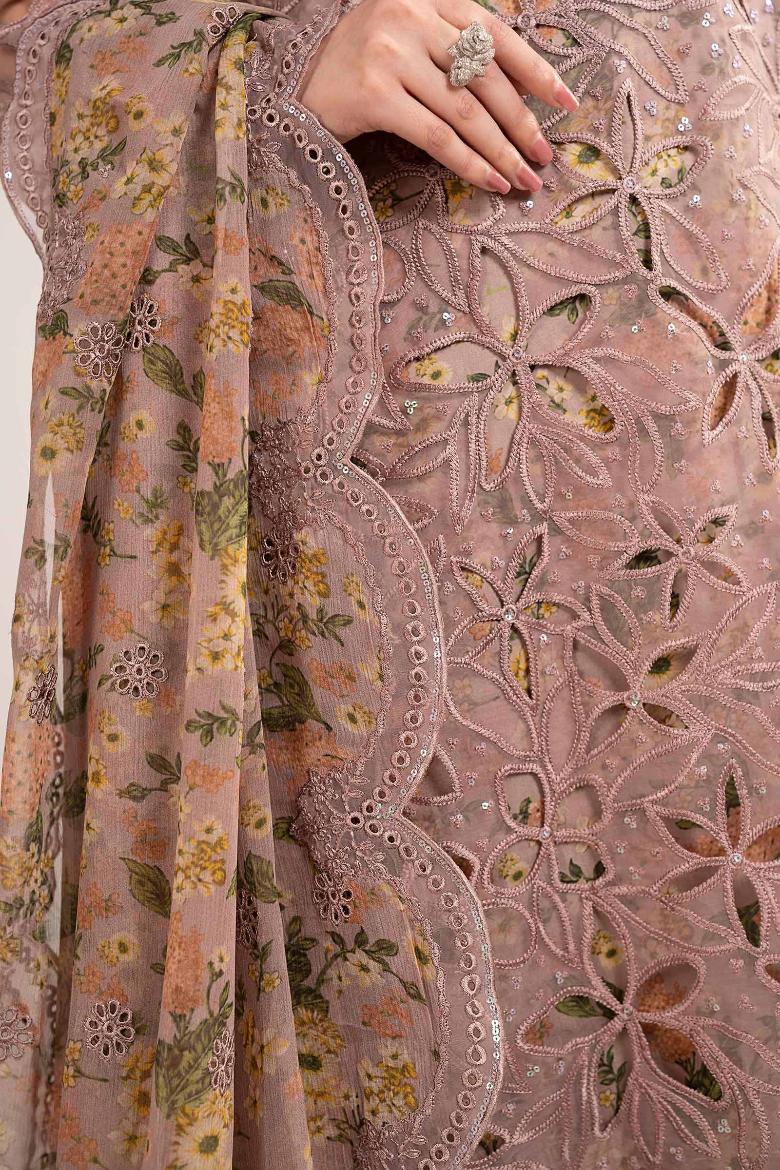 3 Piece Embroidered Organza Suit - Image 4