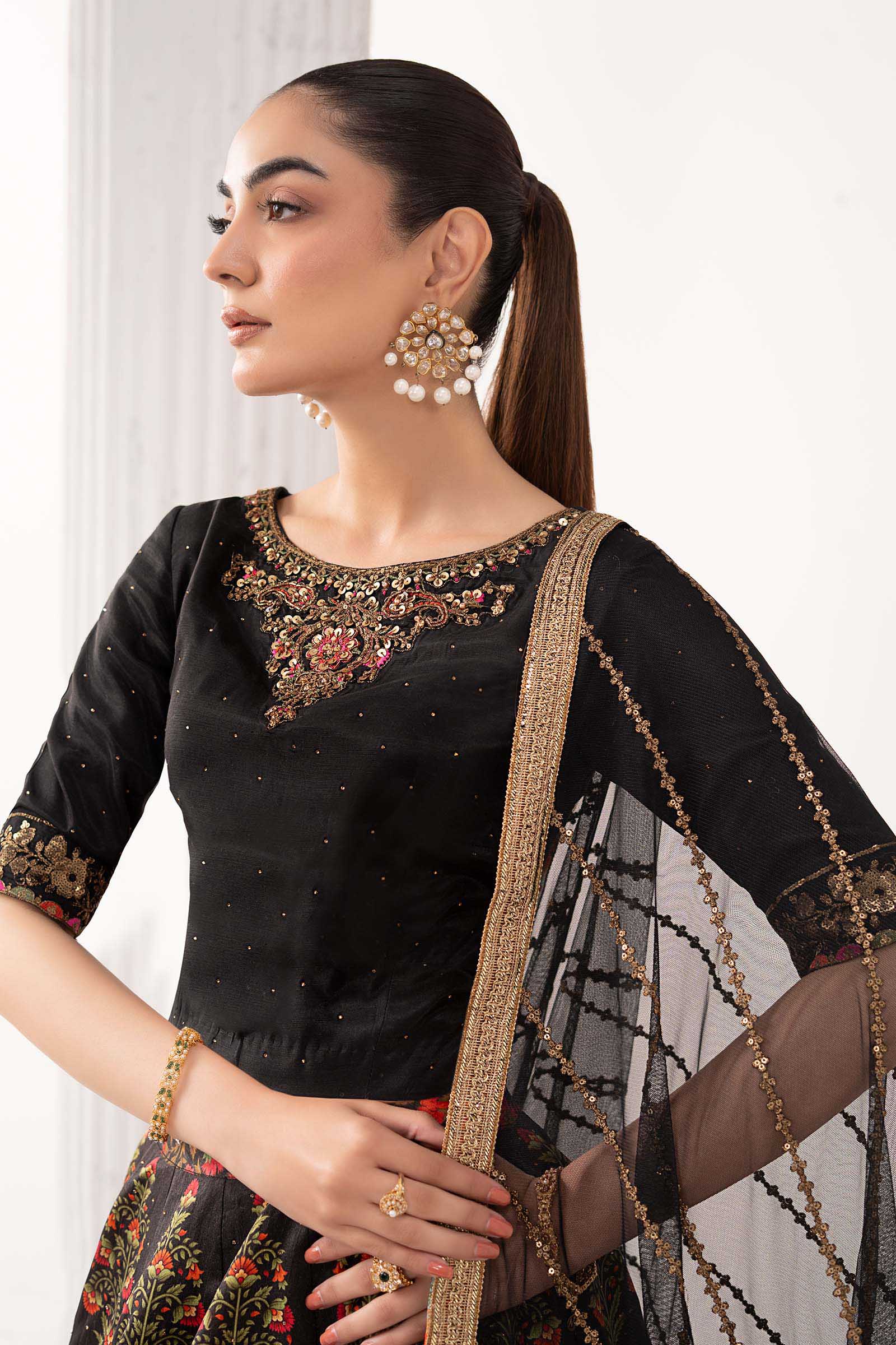 3 Piece Embroidered Raw Silk Suit - Image 2