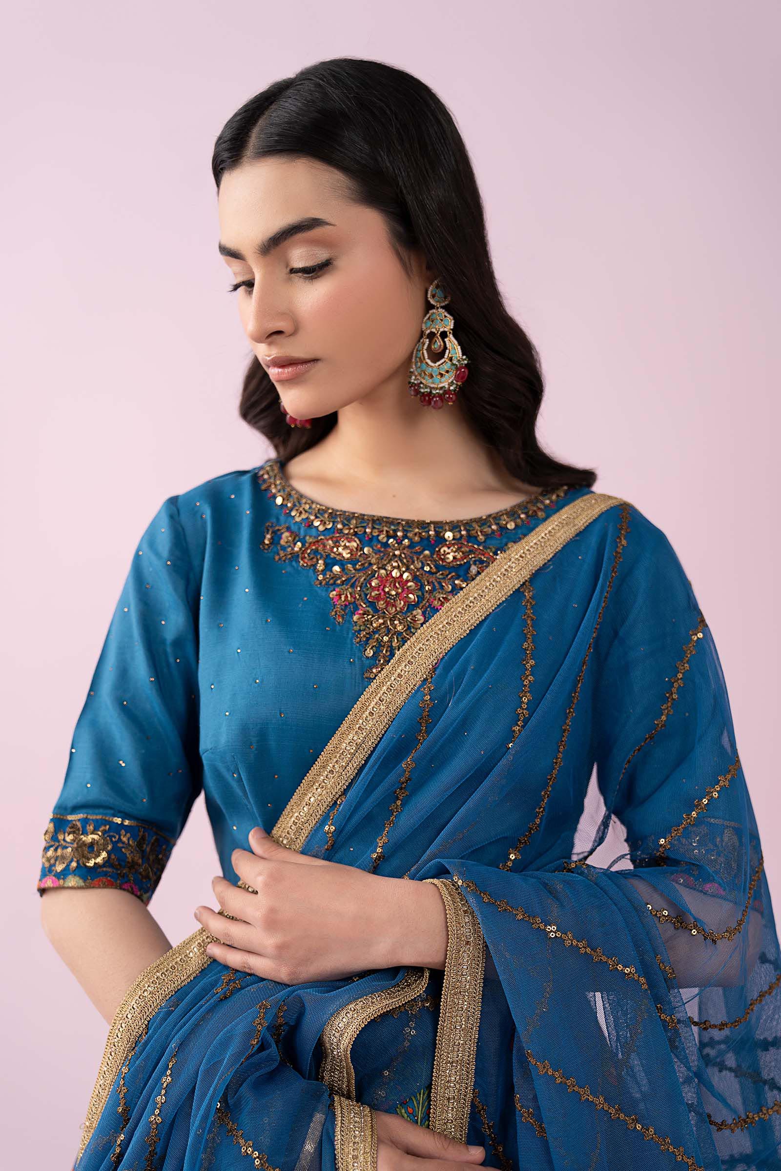 3 Piece Embroidered Raw Silk Suit - Image 2