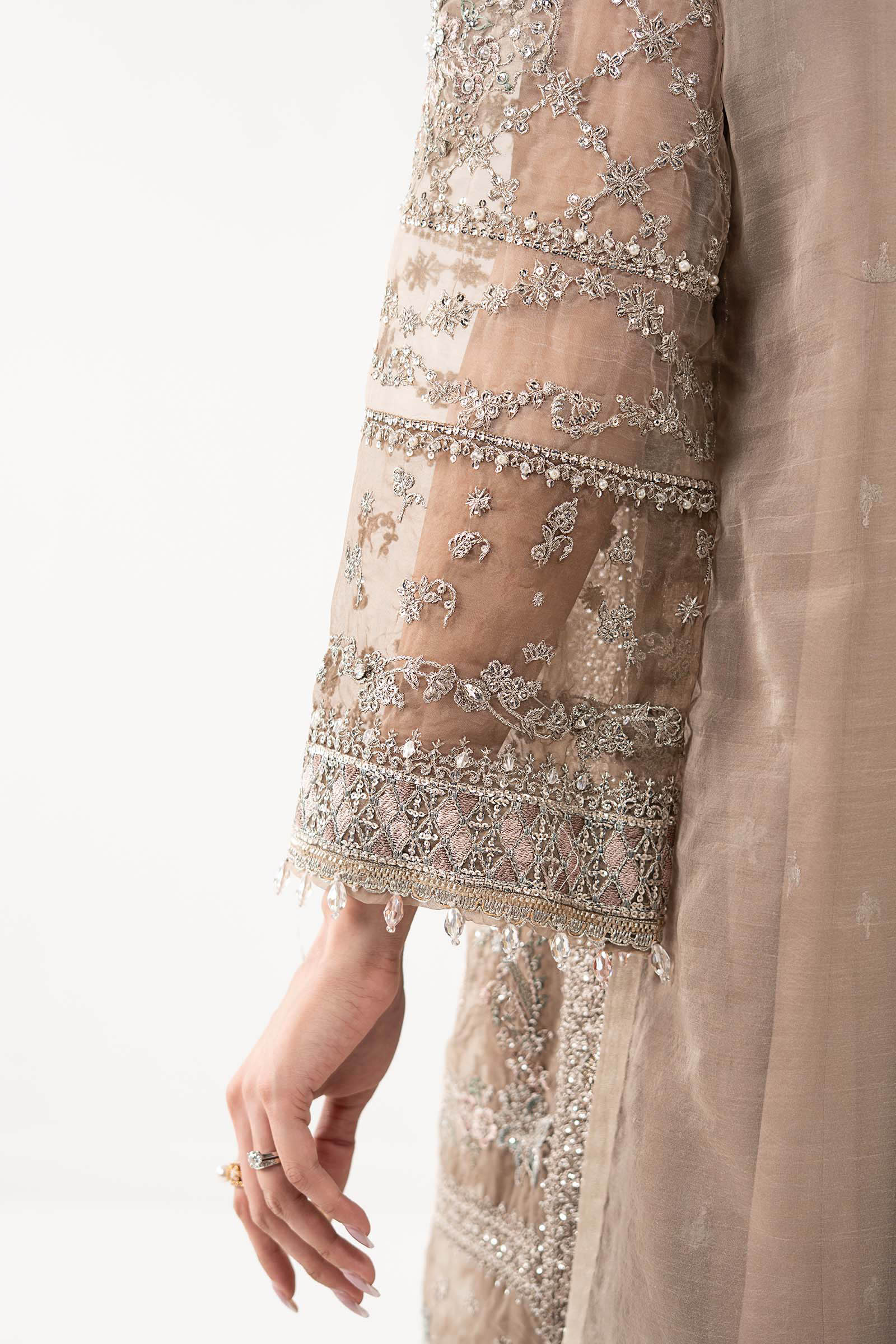 3 Piece Embroidered Organza Suit - Image 5