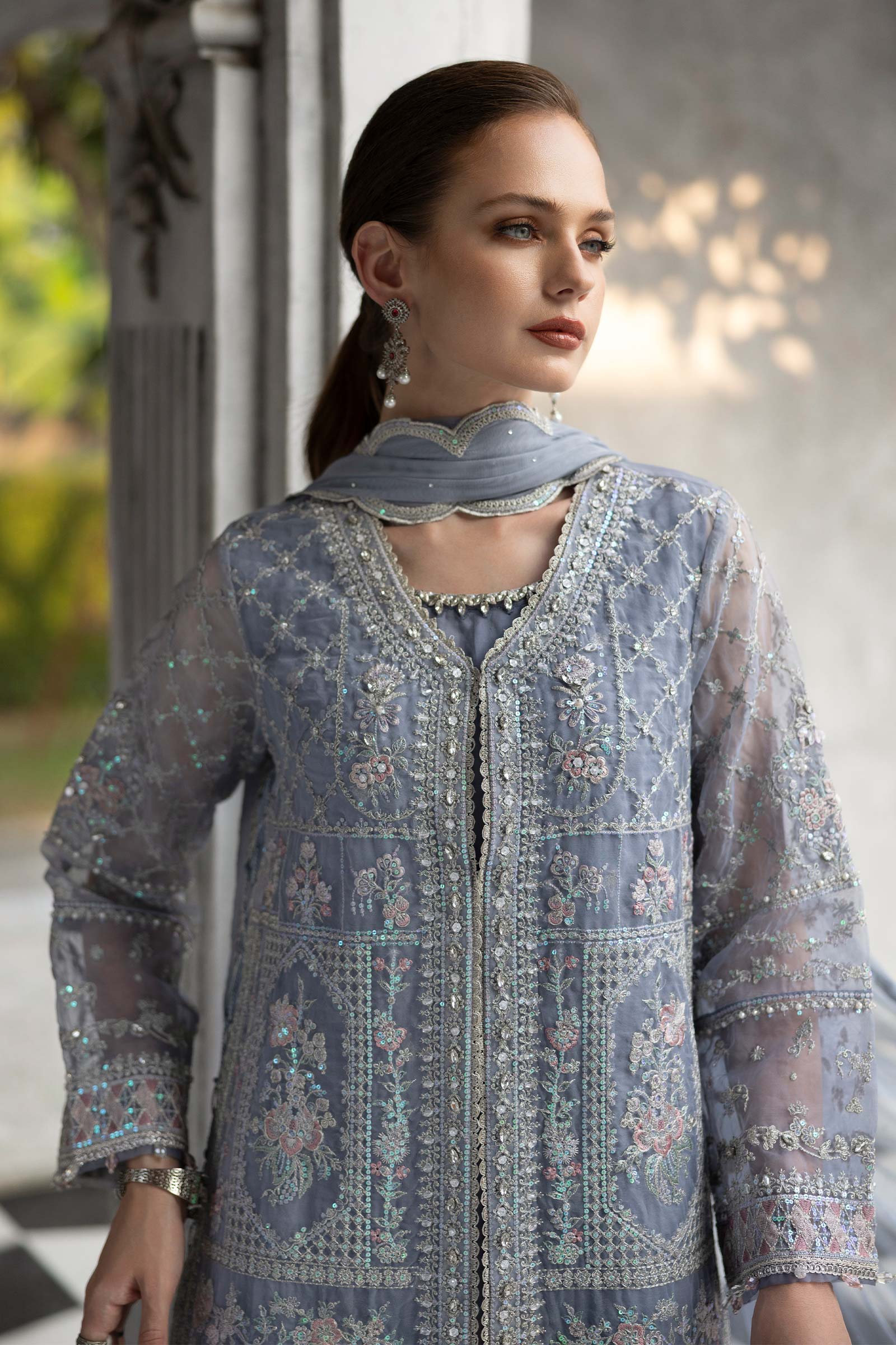 3 Piece Embroidered Organza Suit - Image 4