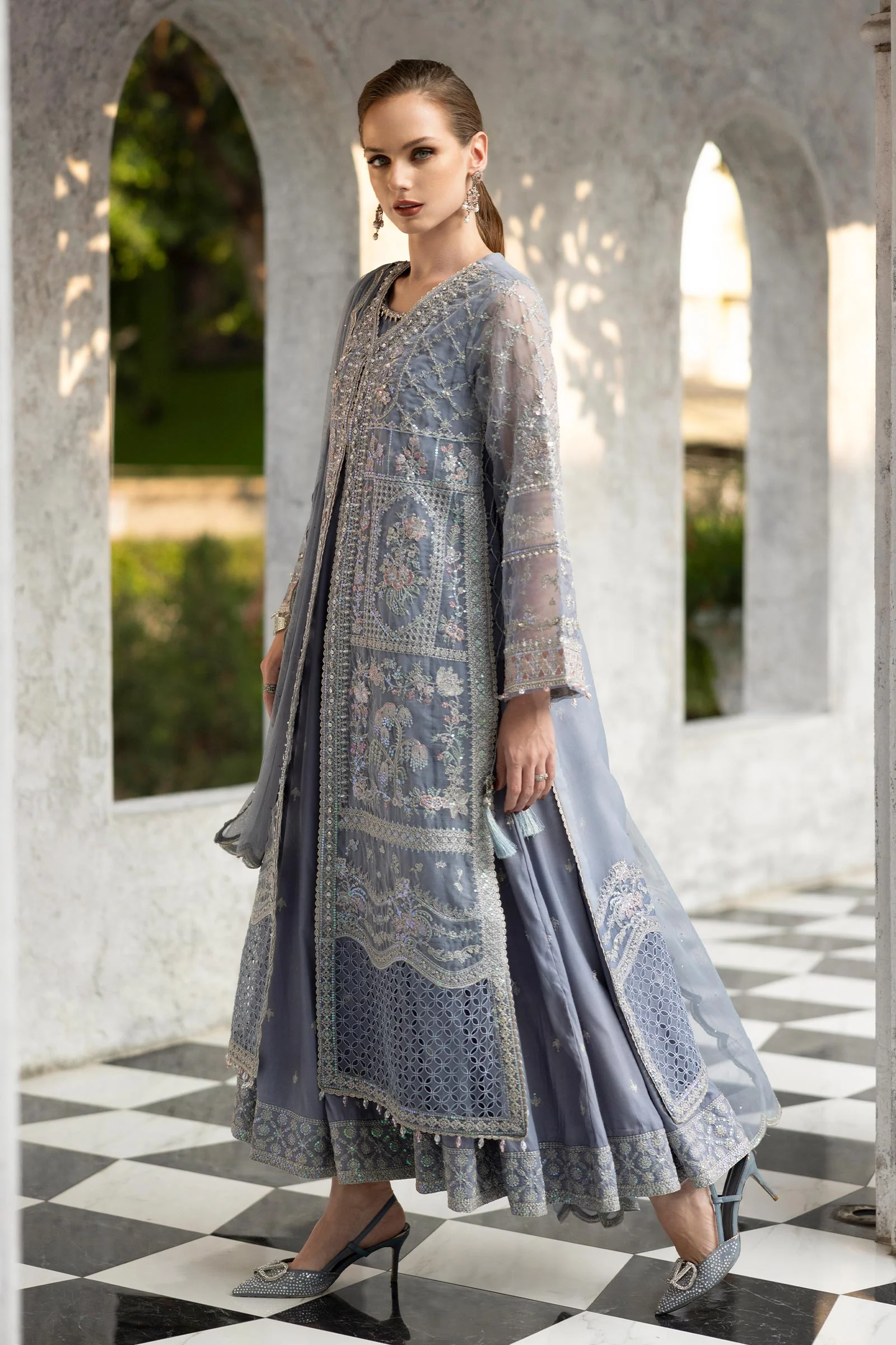 3 Piece Embroidered Organza Suit - Image 5