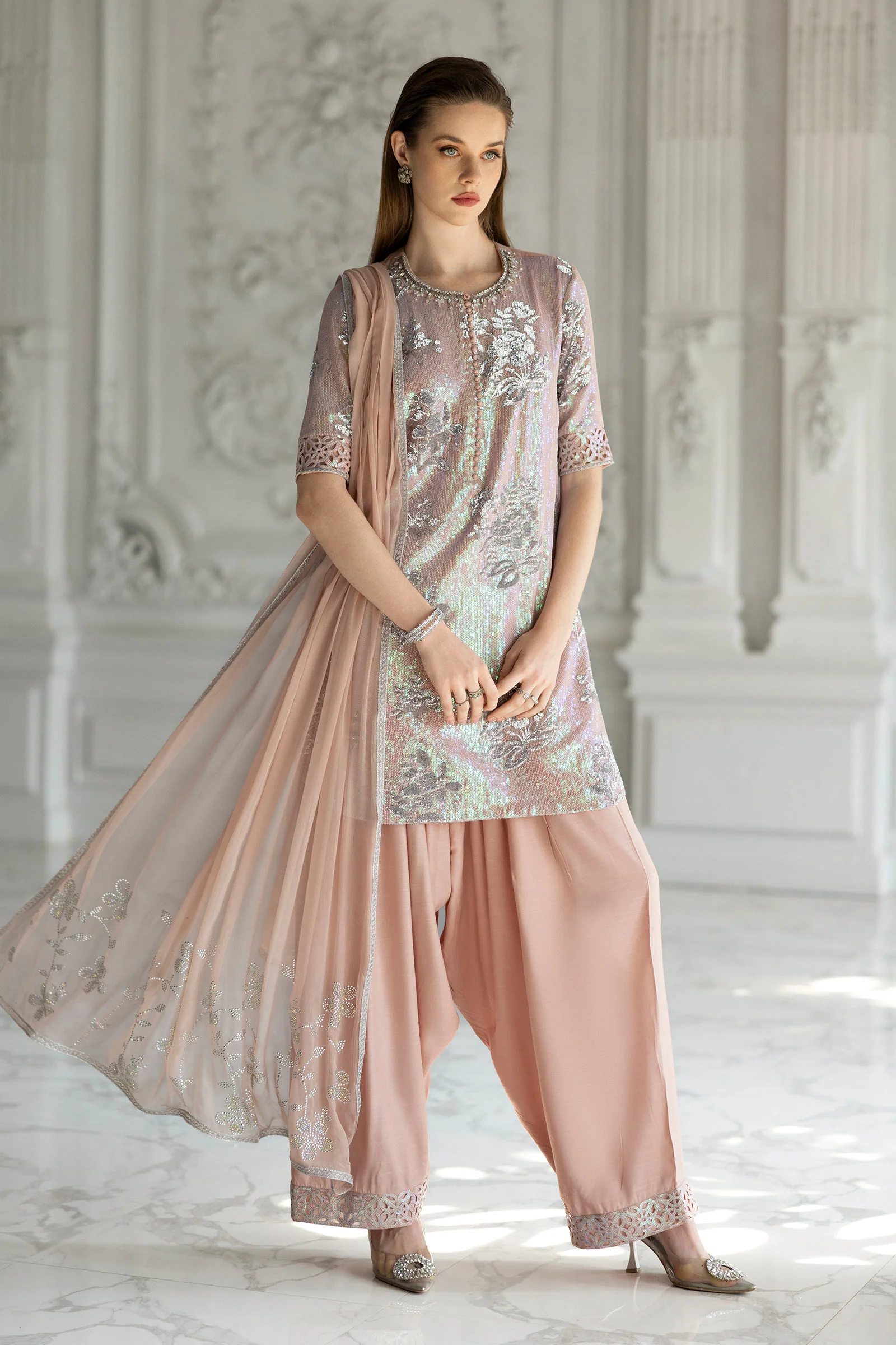 3 Piece Embroidered Chiffon Suit - Image 10
