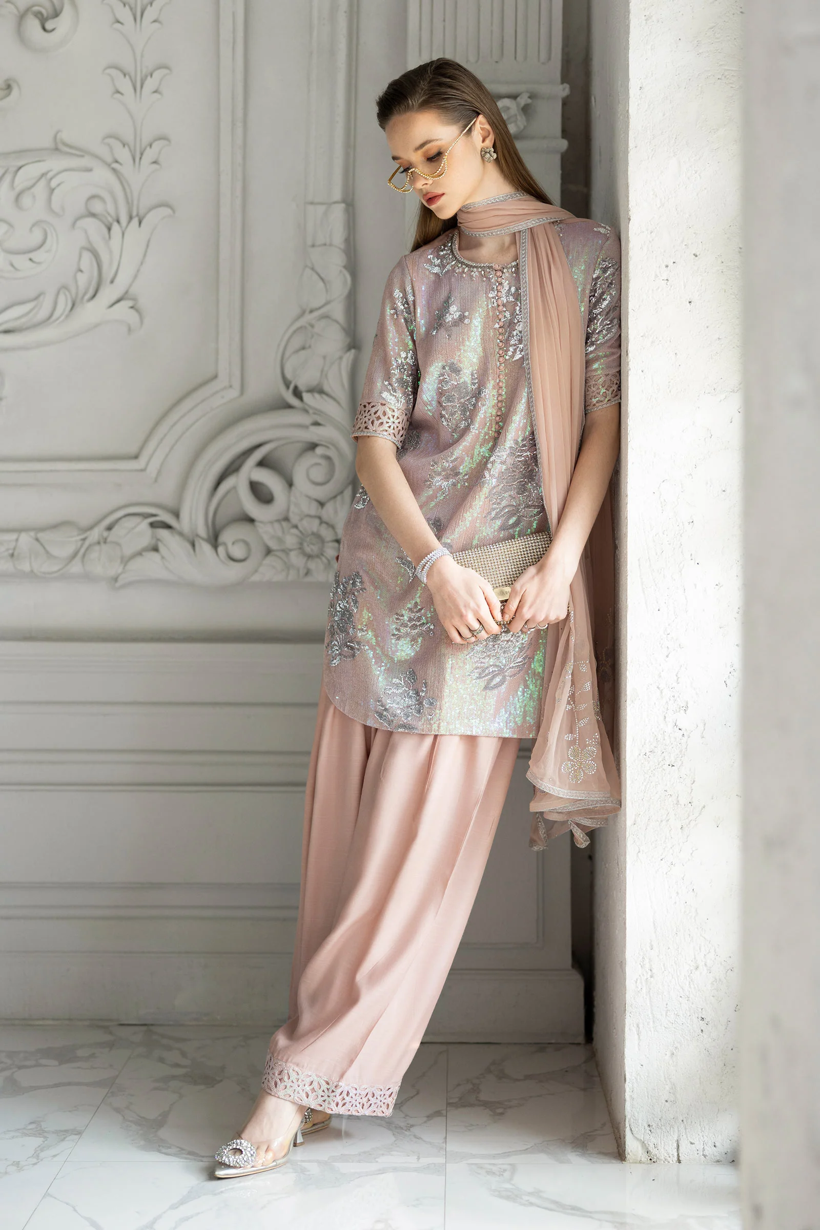 3 Piece Embroidered Chiffon Suit - Image 11