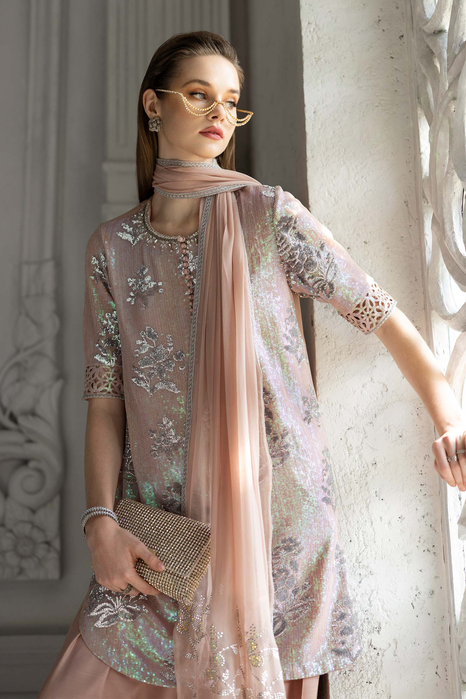 3 Piece Embroidered Chiffon Suit - Image 6