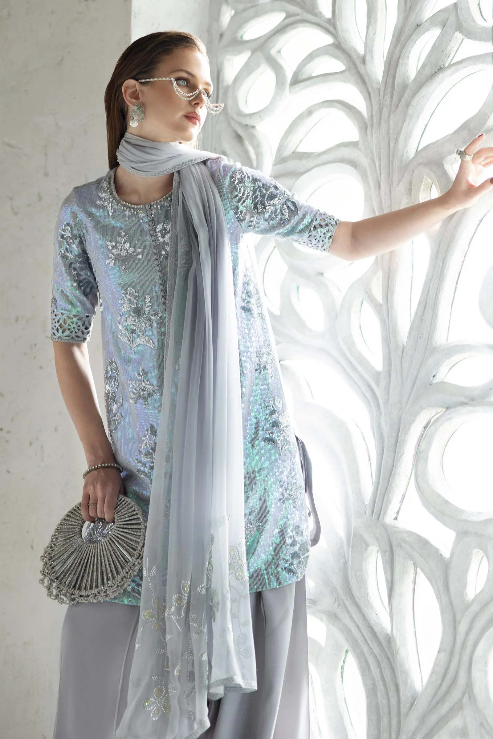 3 Piece Embroidered Chiffon Suit - Image 3