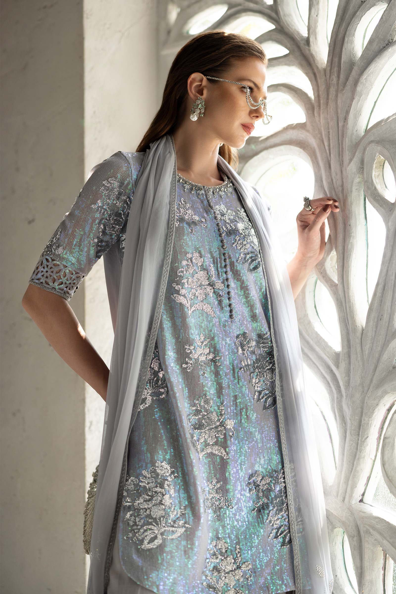 3 Piece Embroidered Chiffon Suit - Image 4