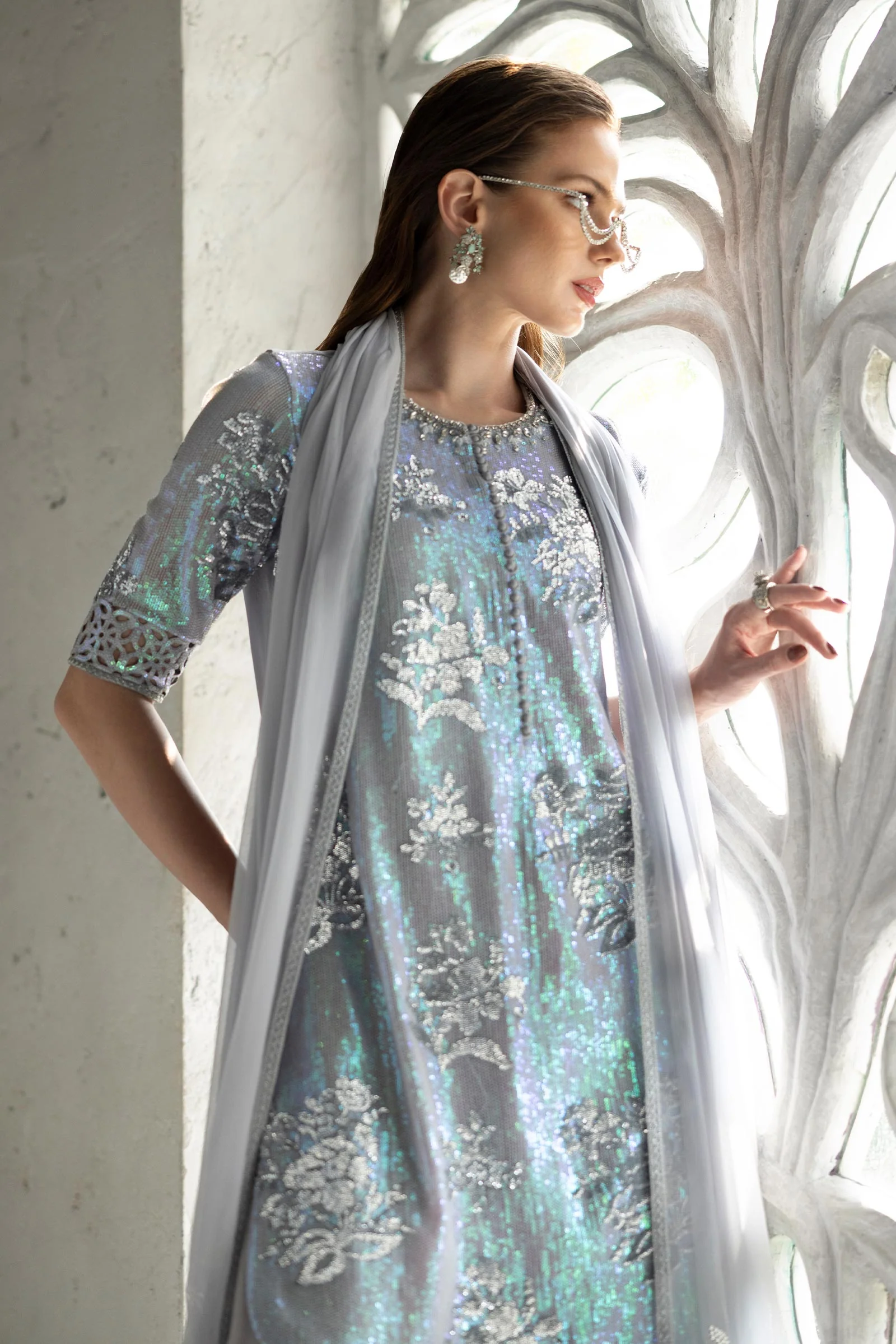 3 Piece Embroidered Chiffon Suit - Image 5