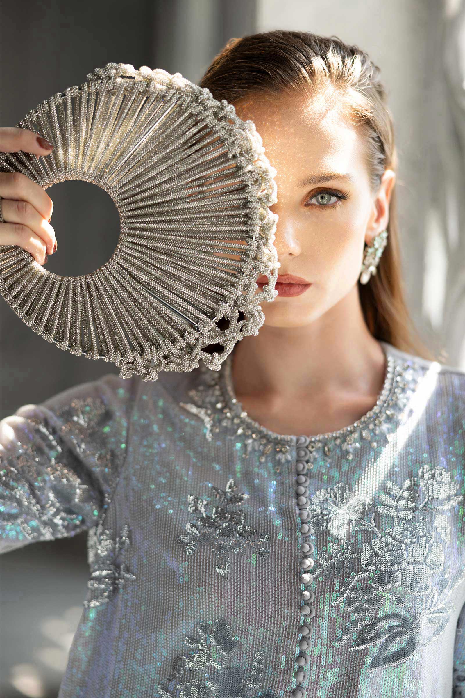 3 Piece Embroidered Chiffon Suit - Image 8