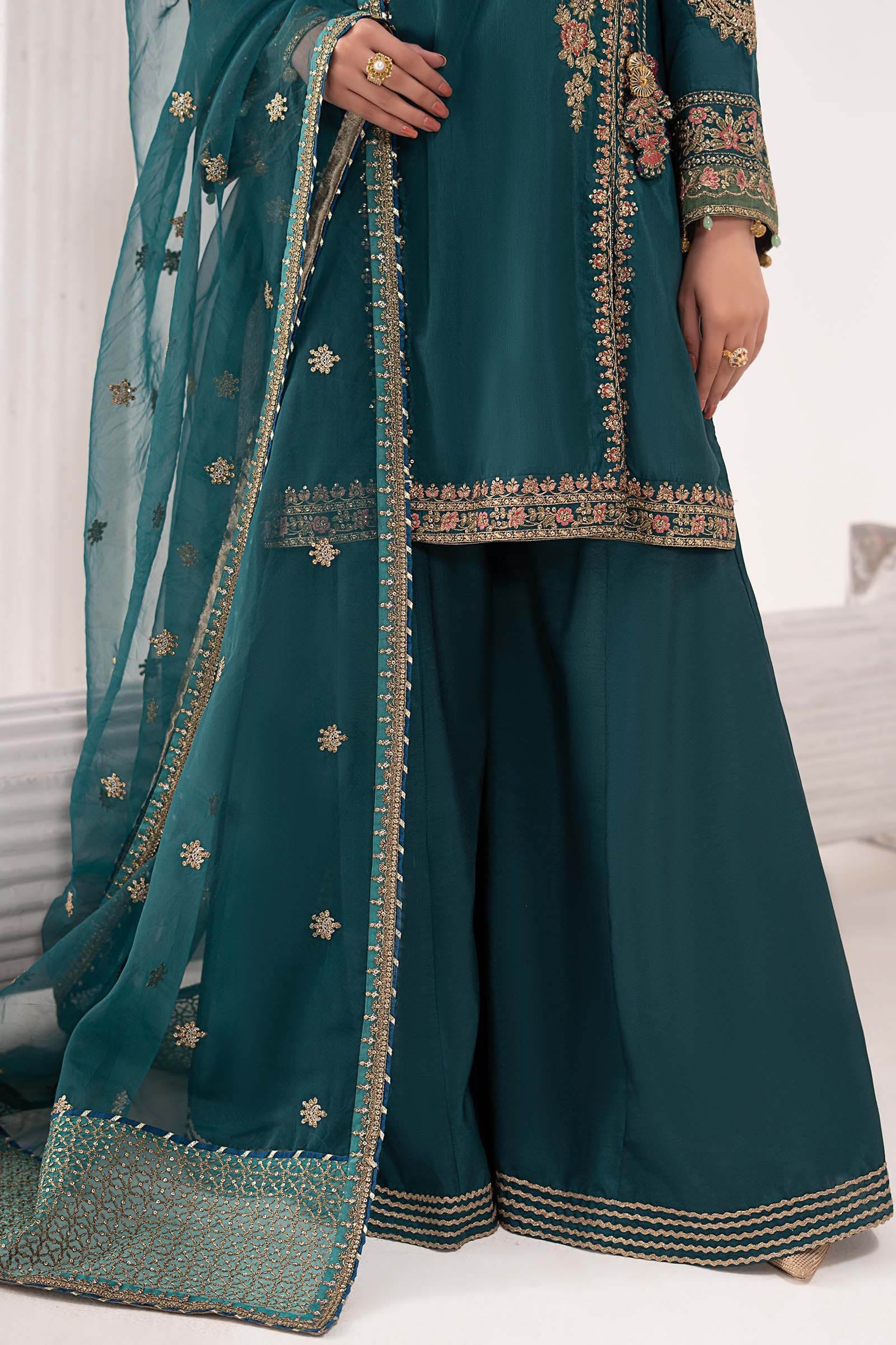 3 Piece Embroidered Raw Silk Suit - Image 5