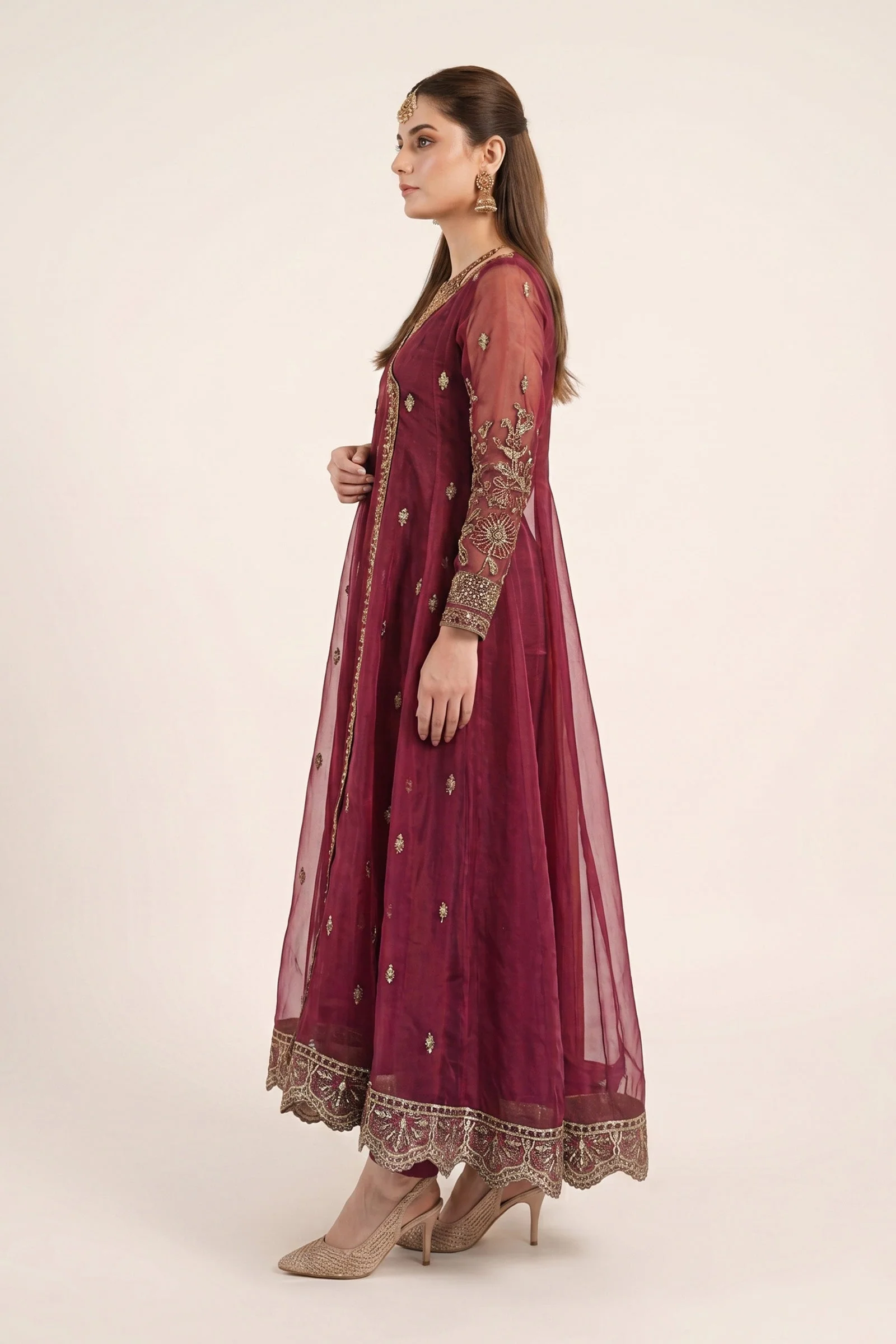 3 Piece Embroidered Organza Suit - Image 5