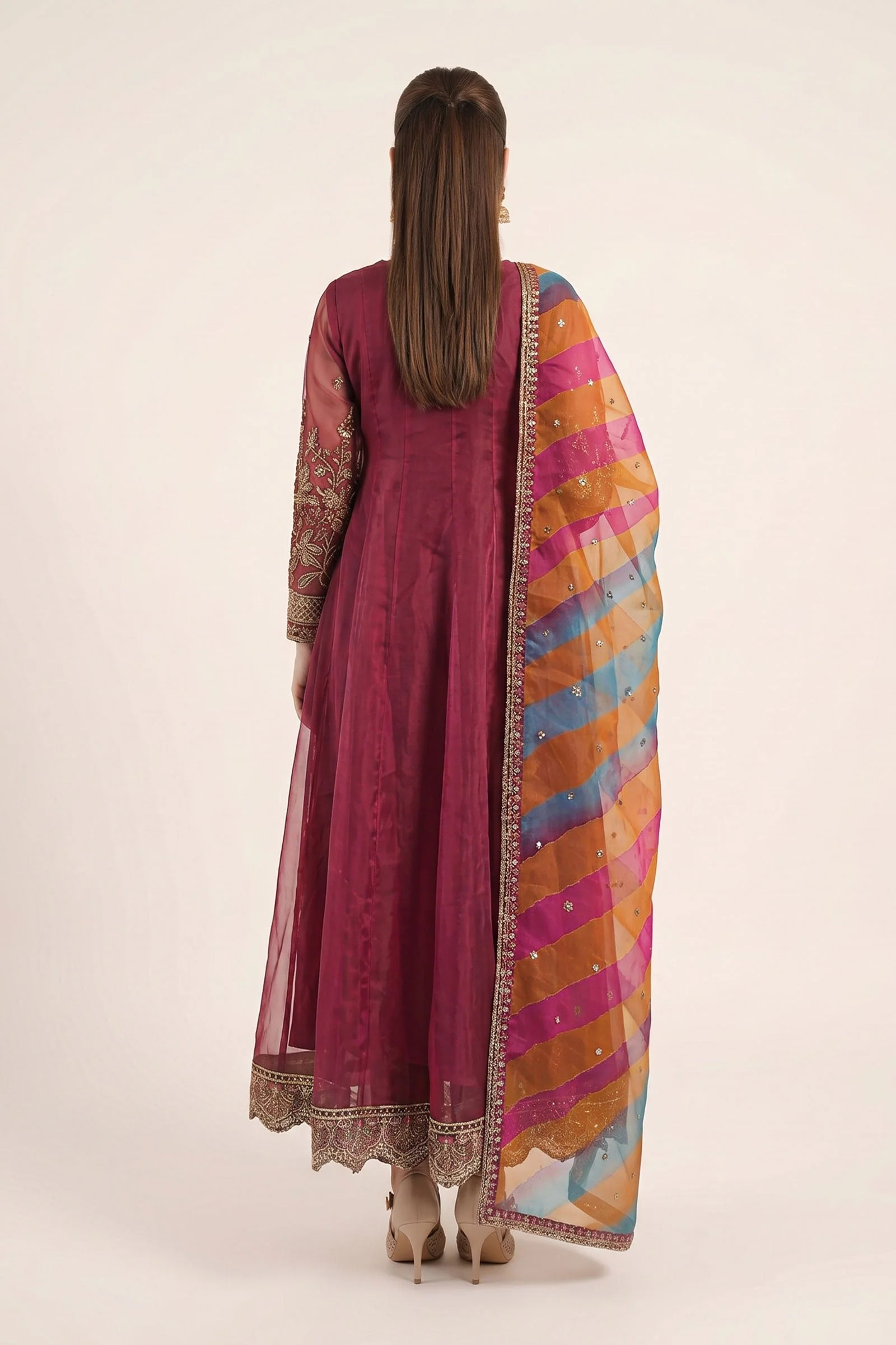 3 Piece Embroidered Organza Suit - Image 6