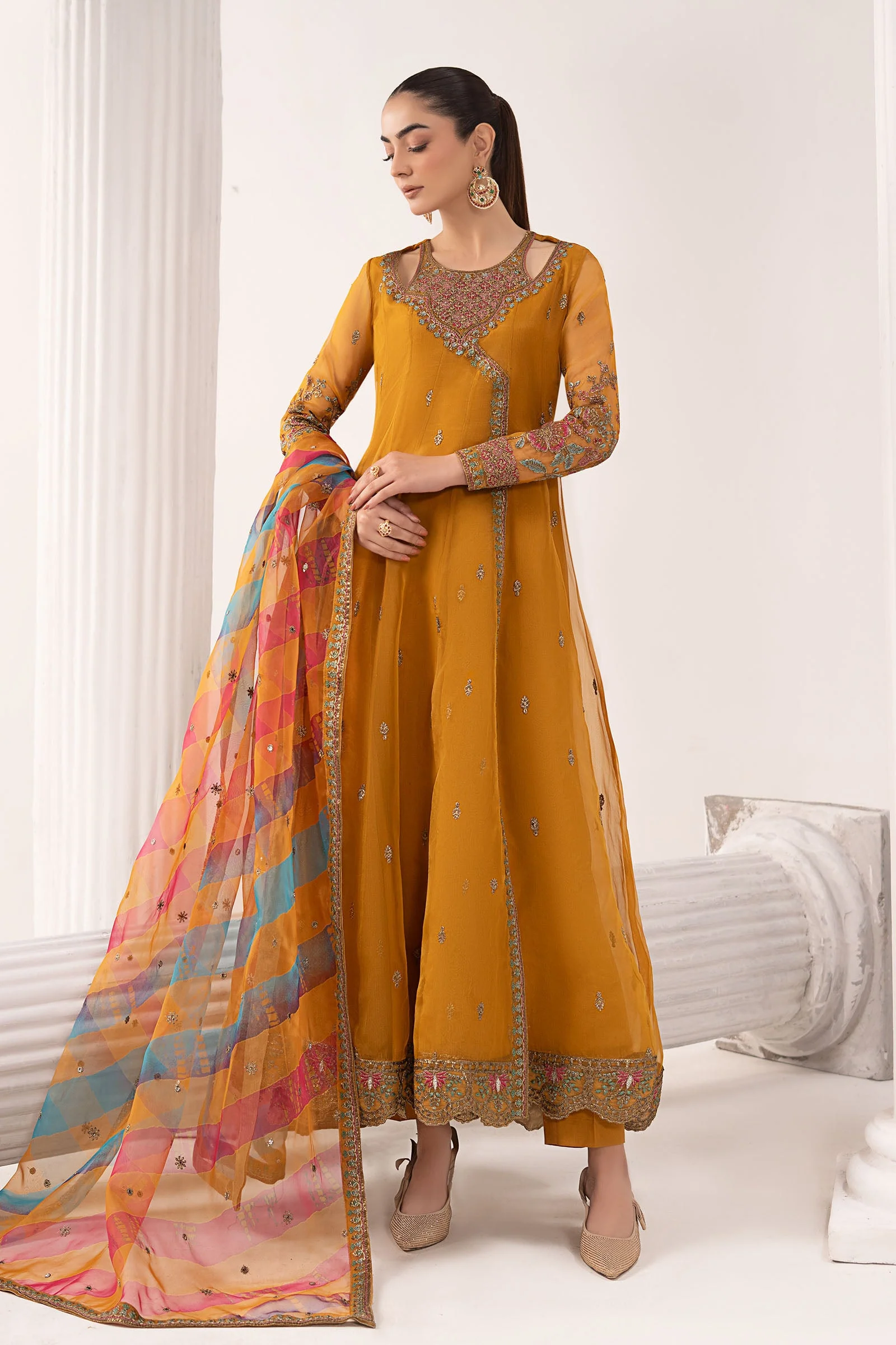 3 Piece Embroidered Organza Suit - Image 2
