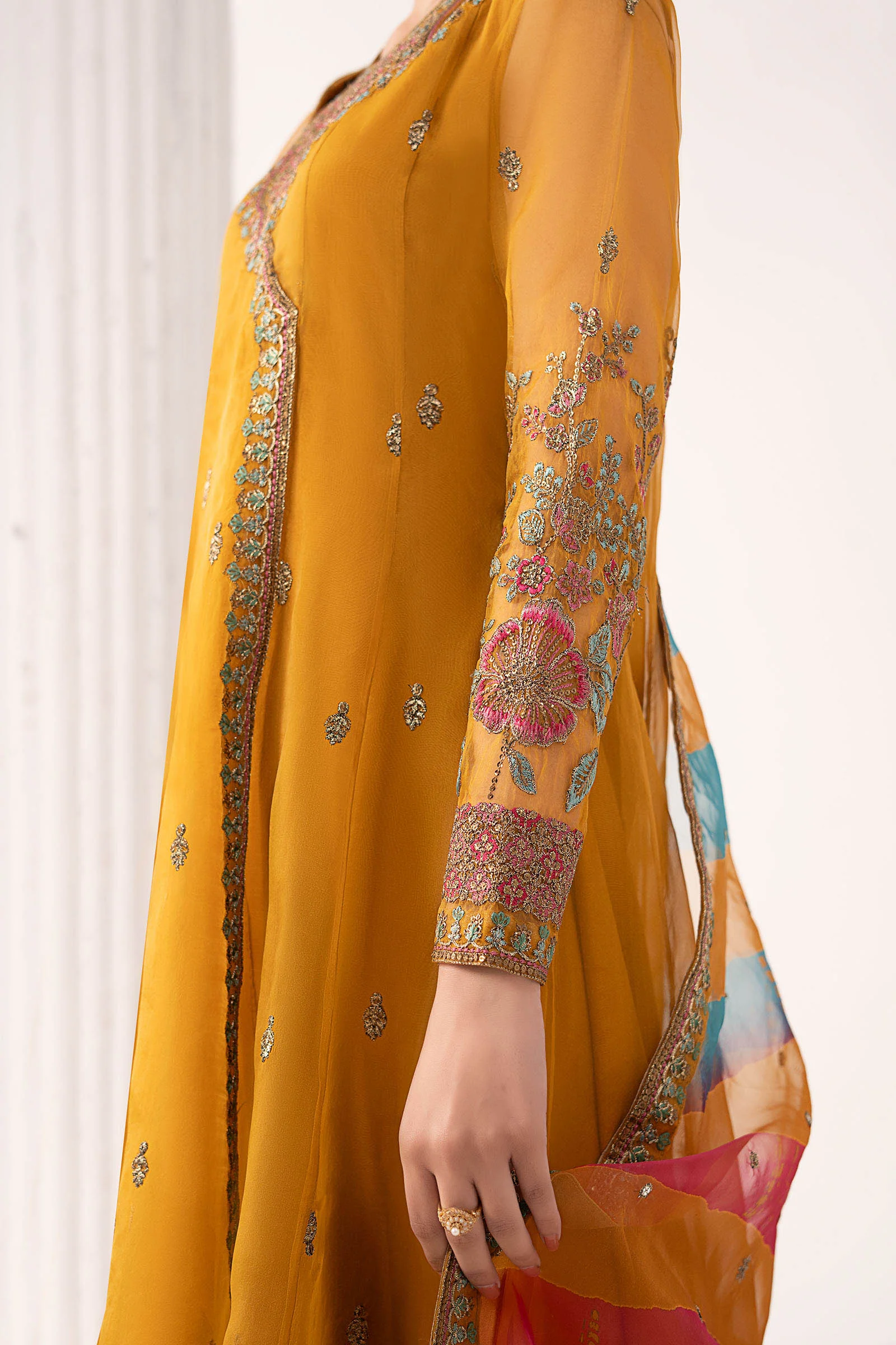 3 Piece Embroidered Organza Suit - Image 5