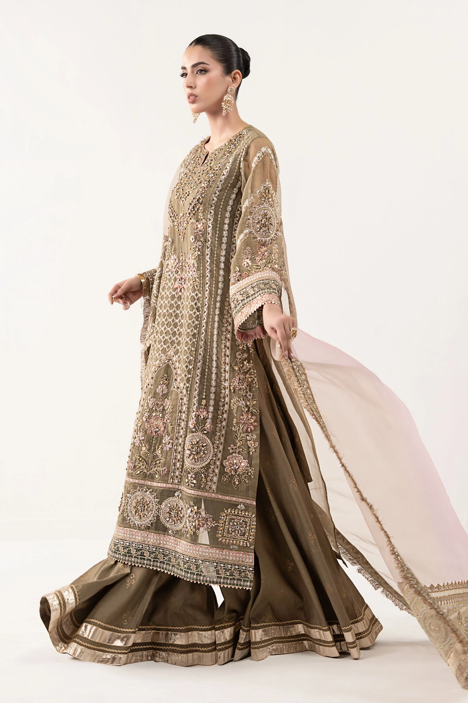 3 Piece Embroidered Organza Suit - Image 4