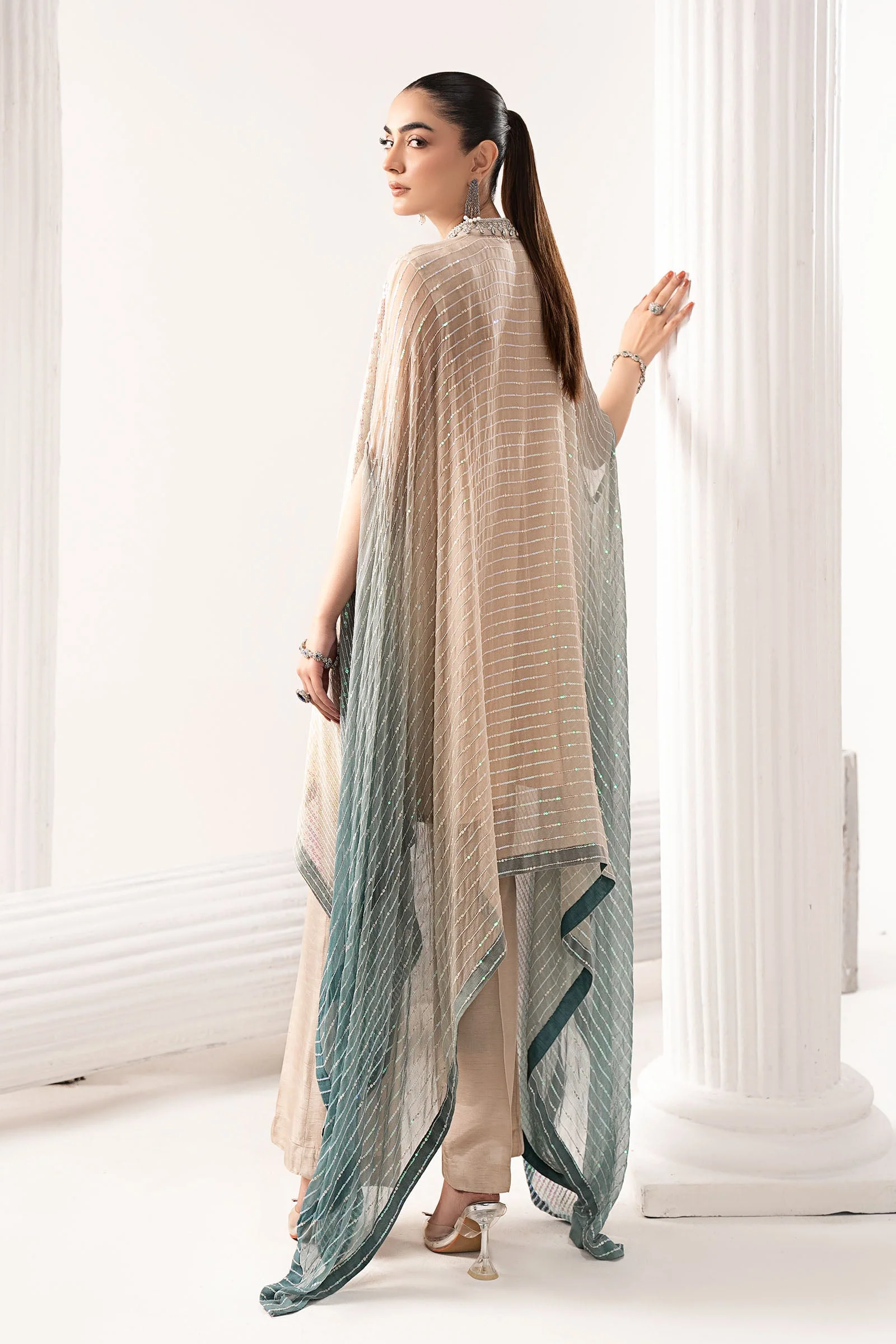 3 Piece Embroidered Chiffon Suit - Image 6