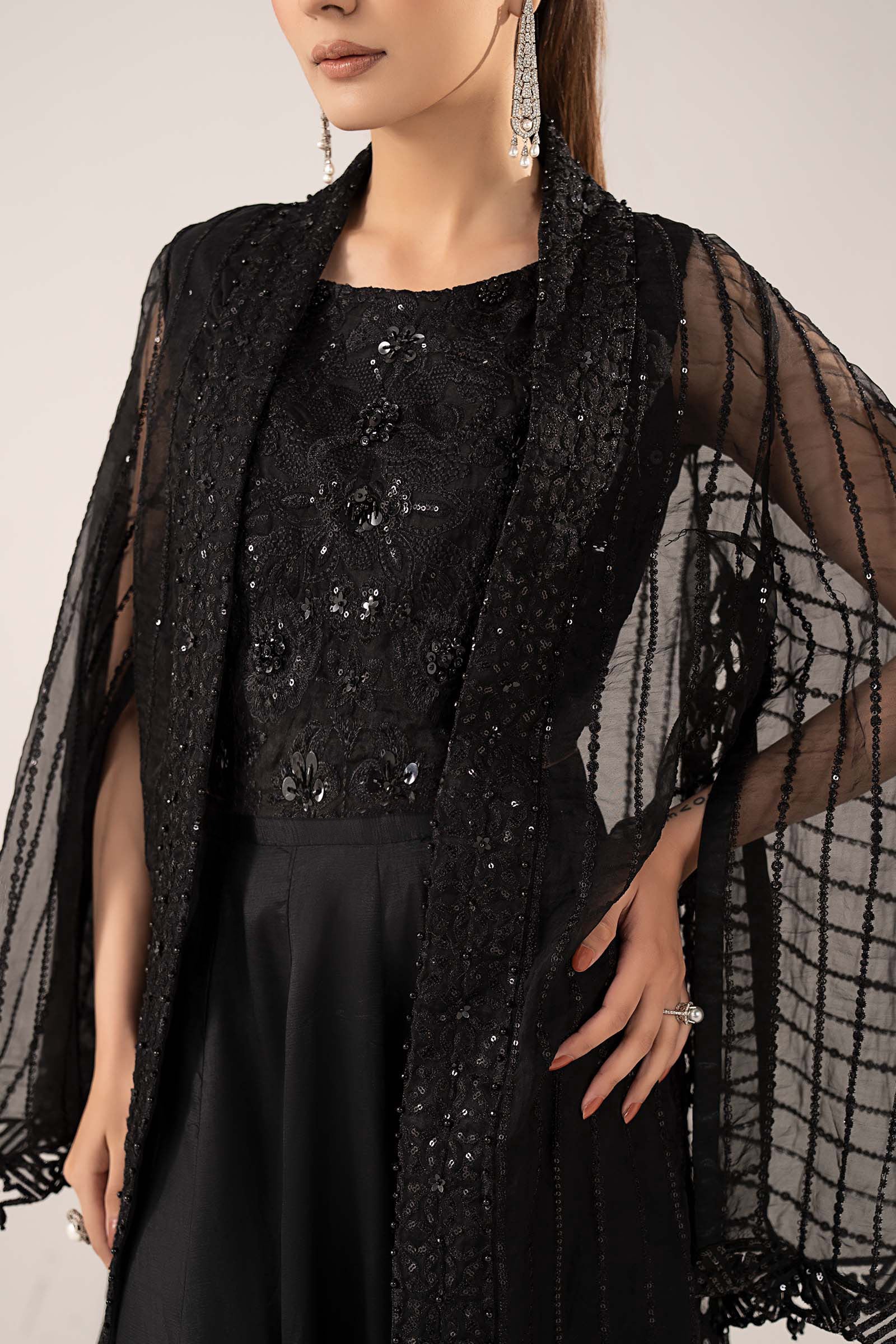 3 Piece Embroidered Organza Suit - Image 4