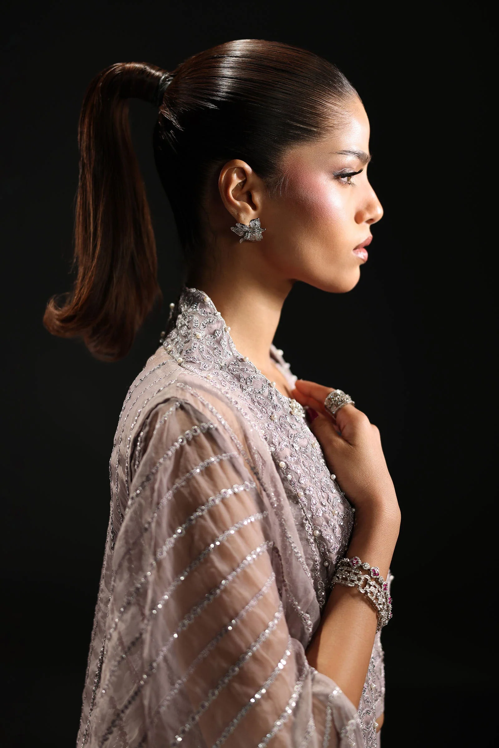 3 Piece Embroidered Organza Suit - Image 4